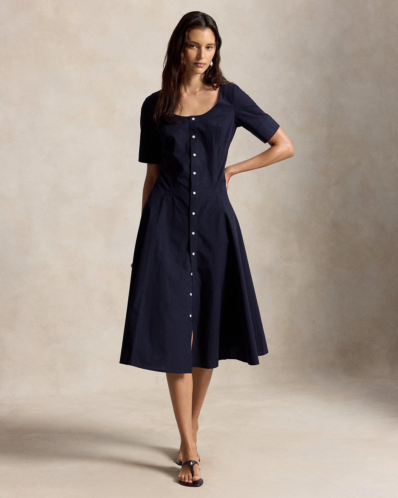 Ralph Lauren Cotton Canvas Scoopneck Dress