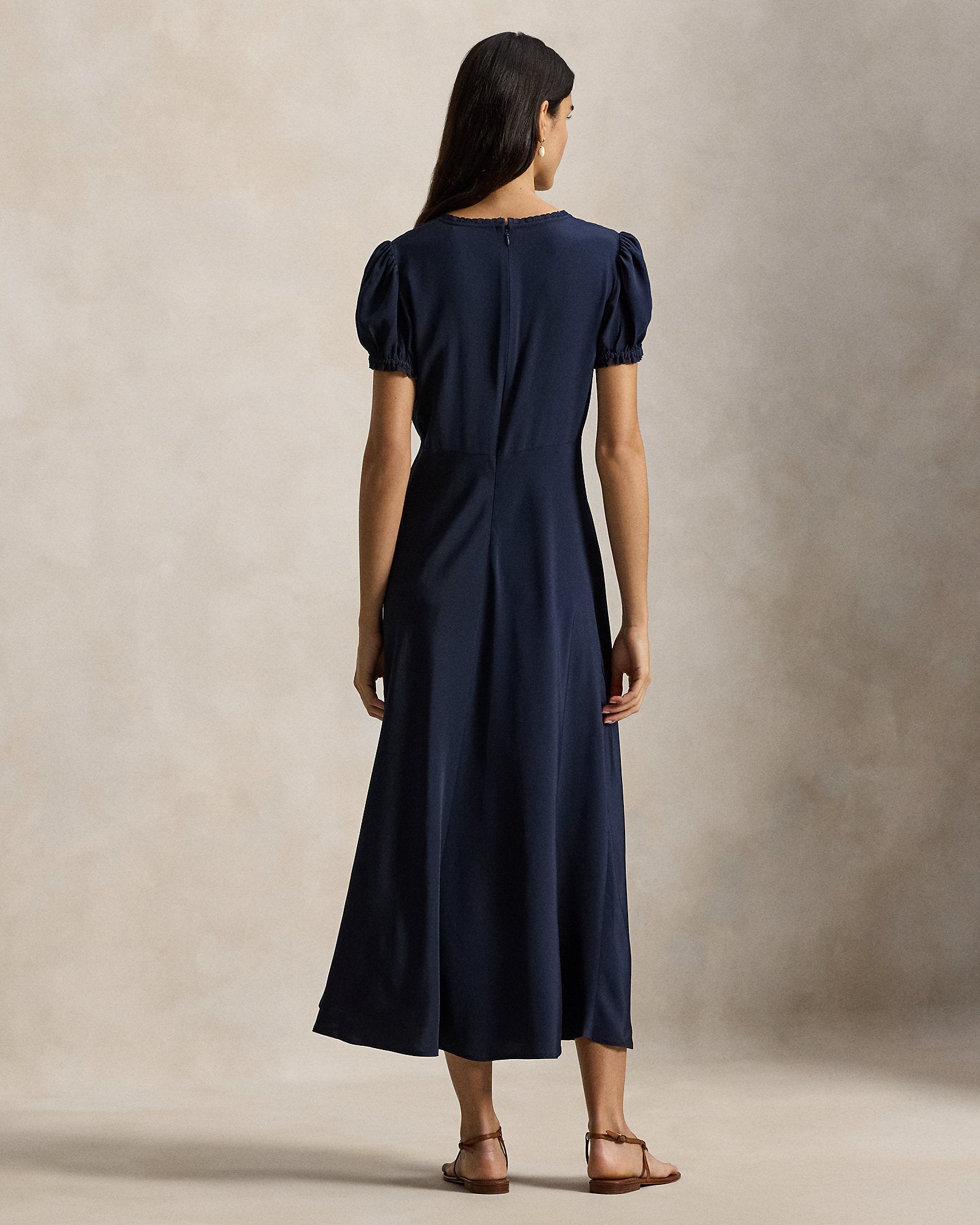 Ralph Lauren LaceTrim Silk Dress