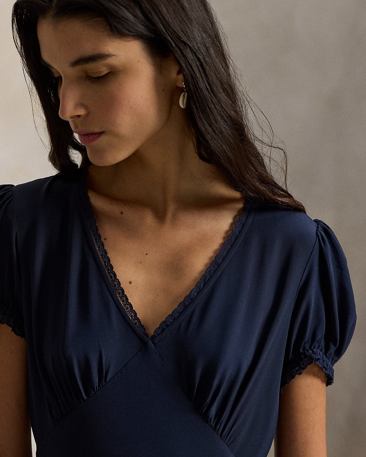 Ralph Lauren LaceTrim Silk Dress