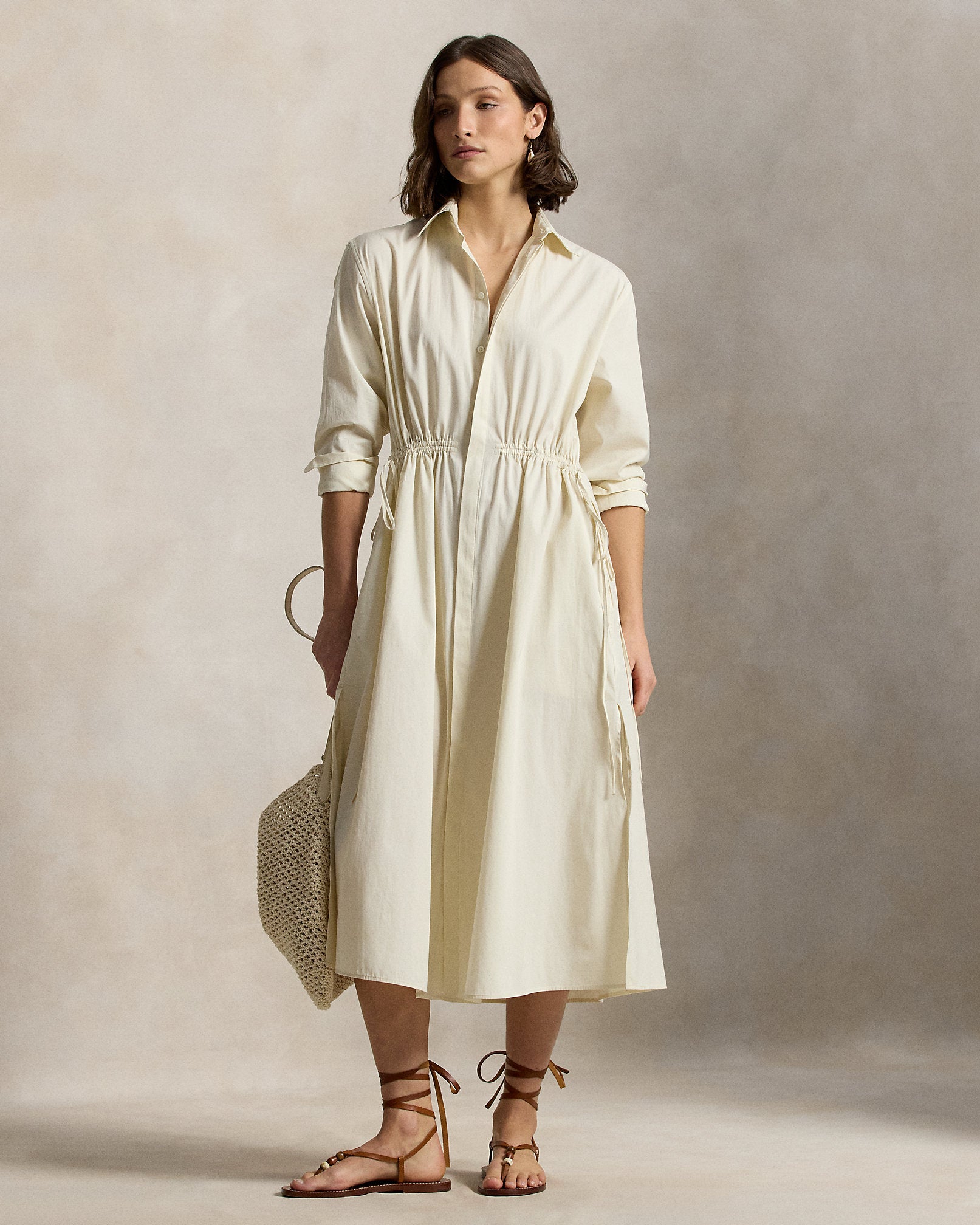 Ralph Lauren Cotton Drawcord Shirtdress