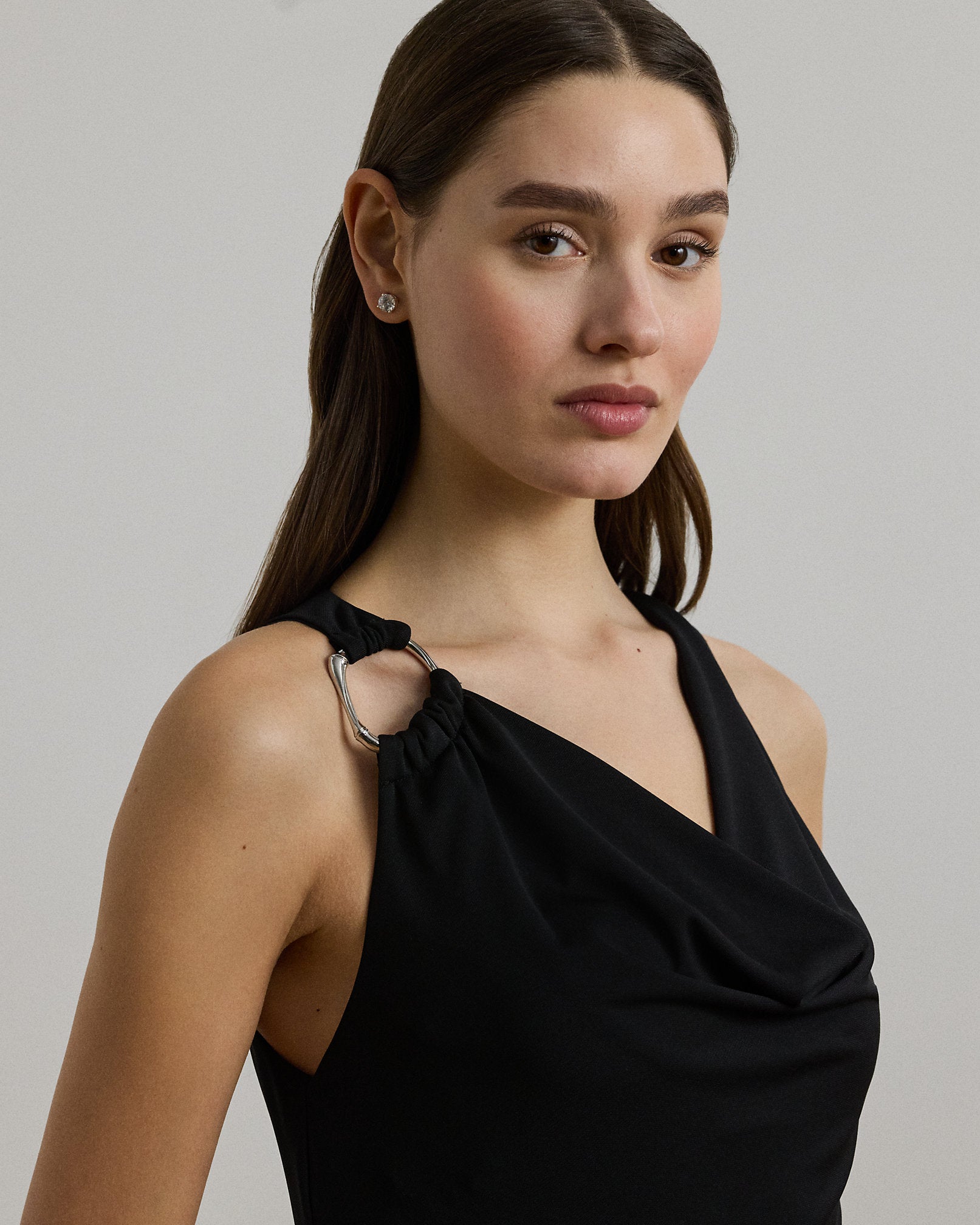 Ralph Lauren RingTrim Jersey Cowlneck Gown