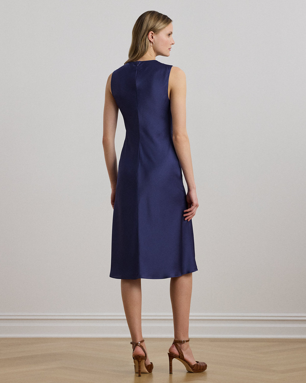 Ralph Lauren Pleated Satin Charmeuse Cocktail Dress