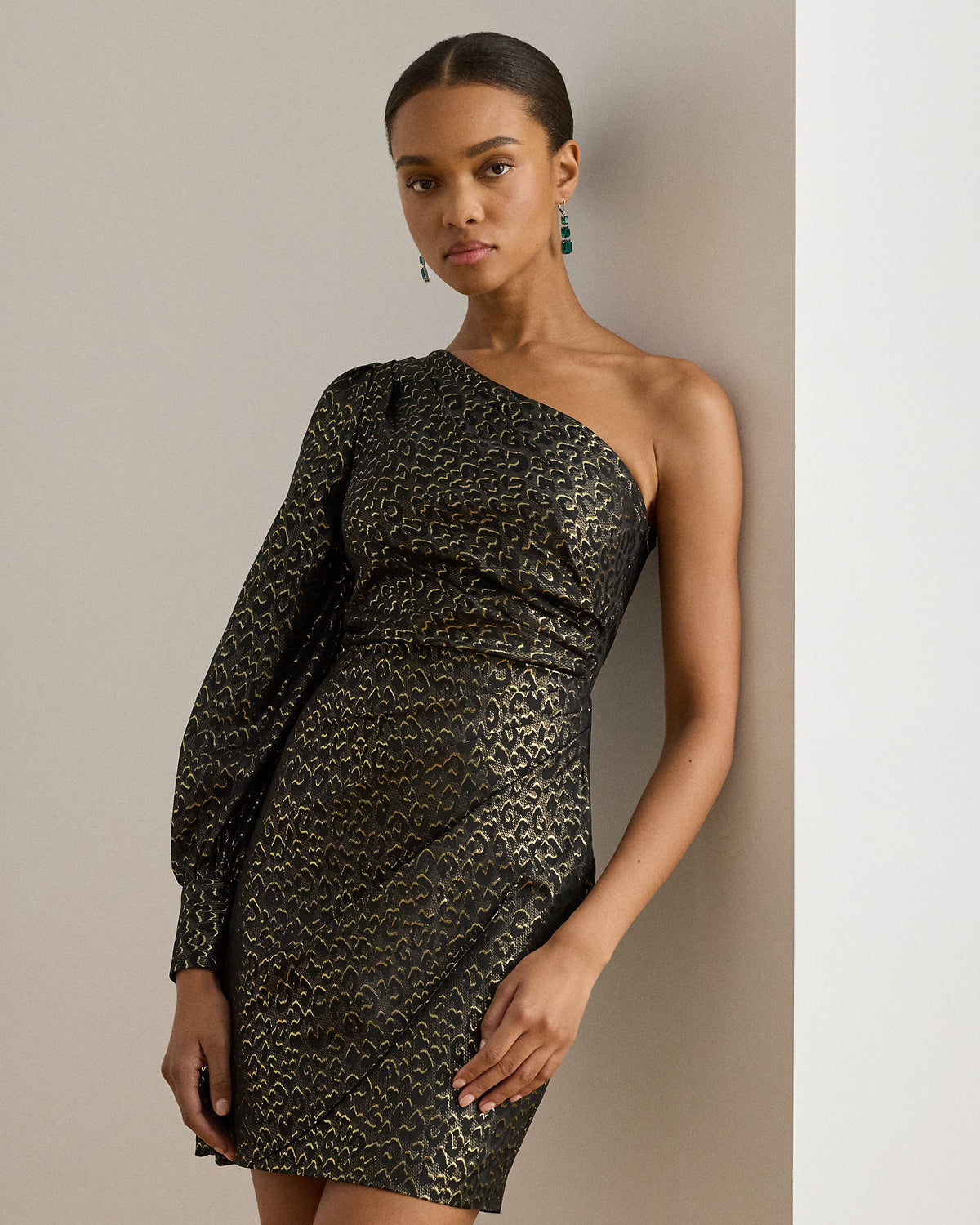 Ralph Lauren Ocelot OneShoulder Cocktail Dress