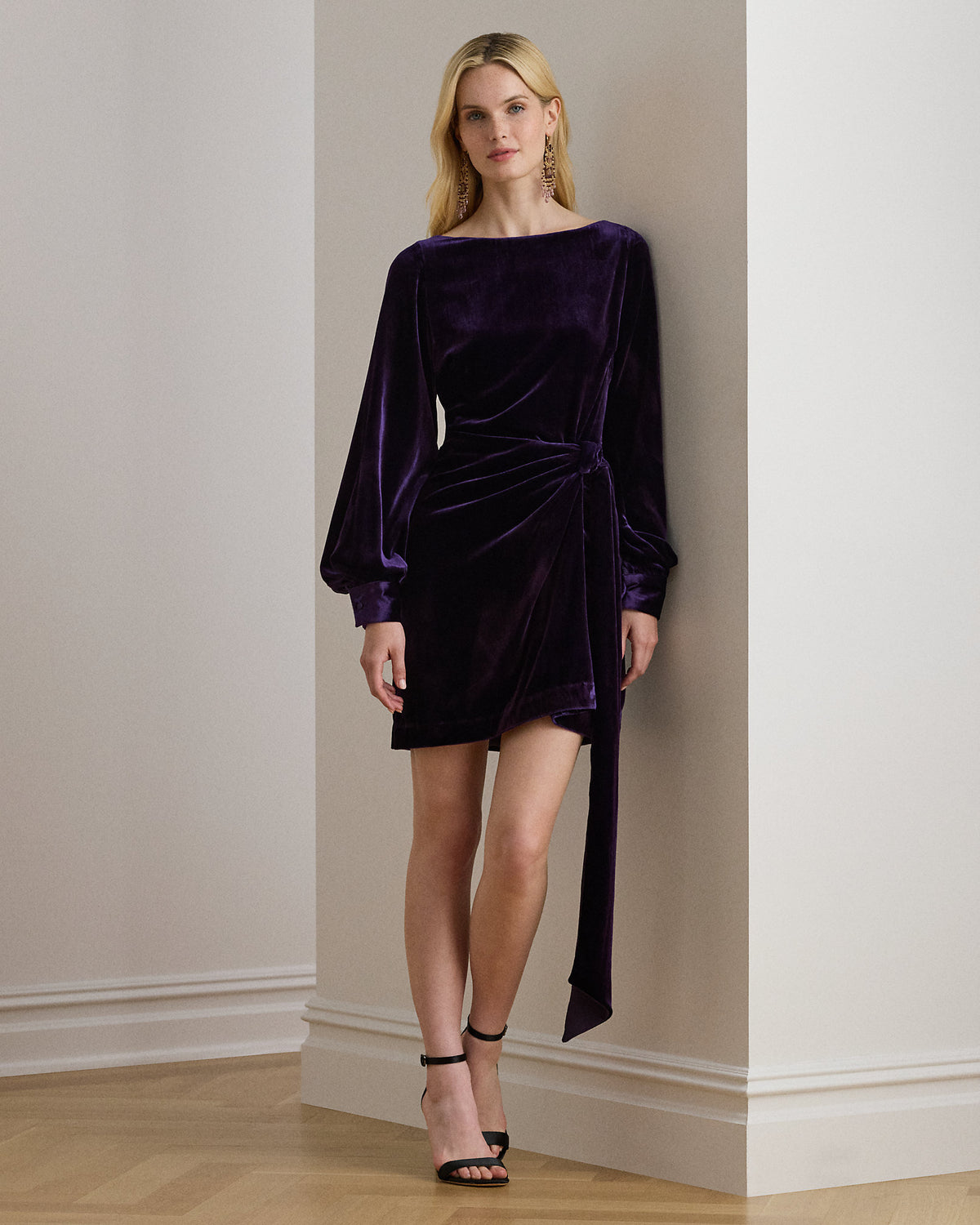 Ralph Lauren TieFront Velvet Cocktail Dress
