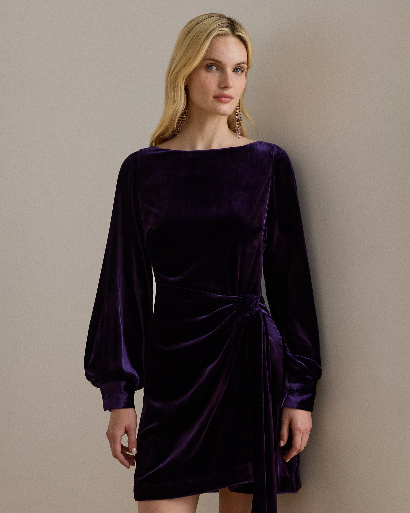Ralph Lauren TieFront Velvet Cocktail Dress