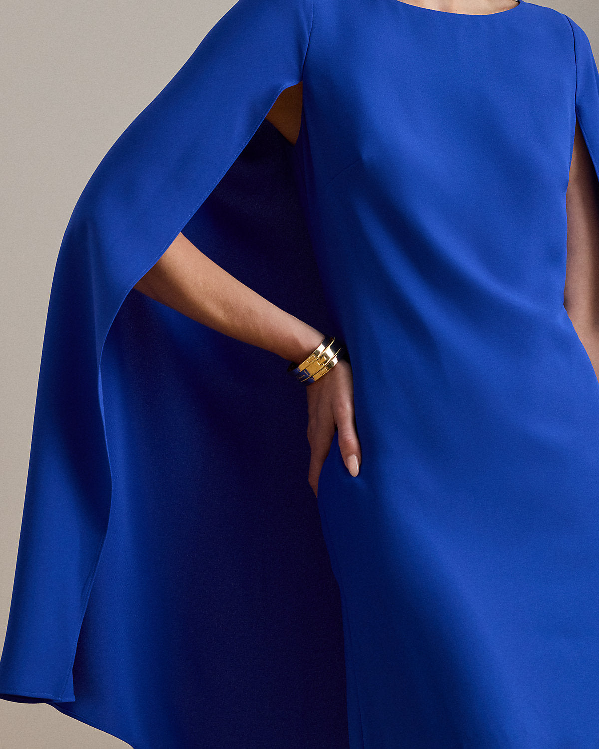 Ralph Lauren Cape Georgette Cocktail Dress