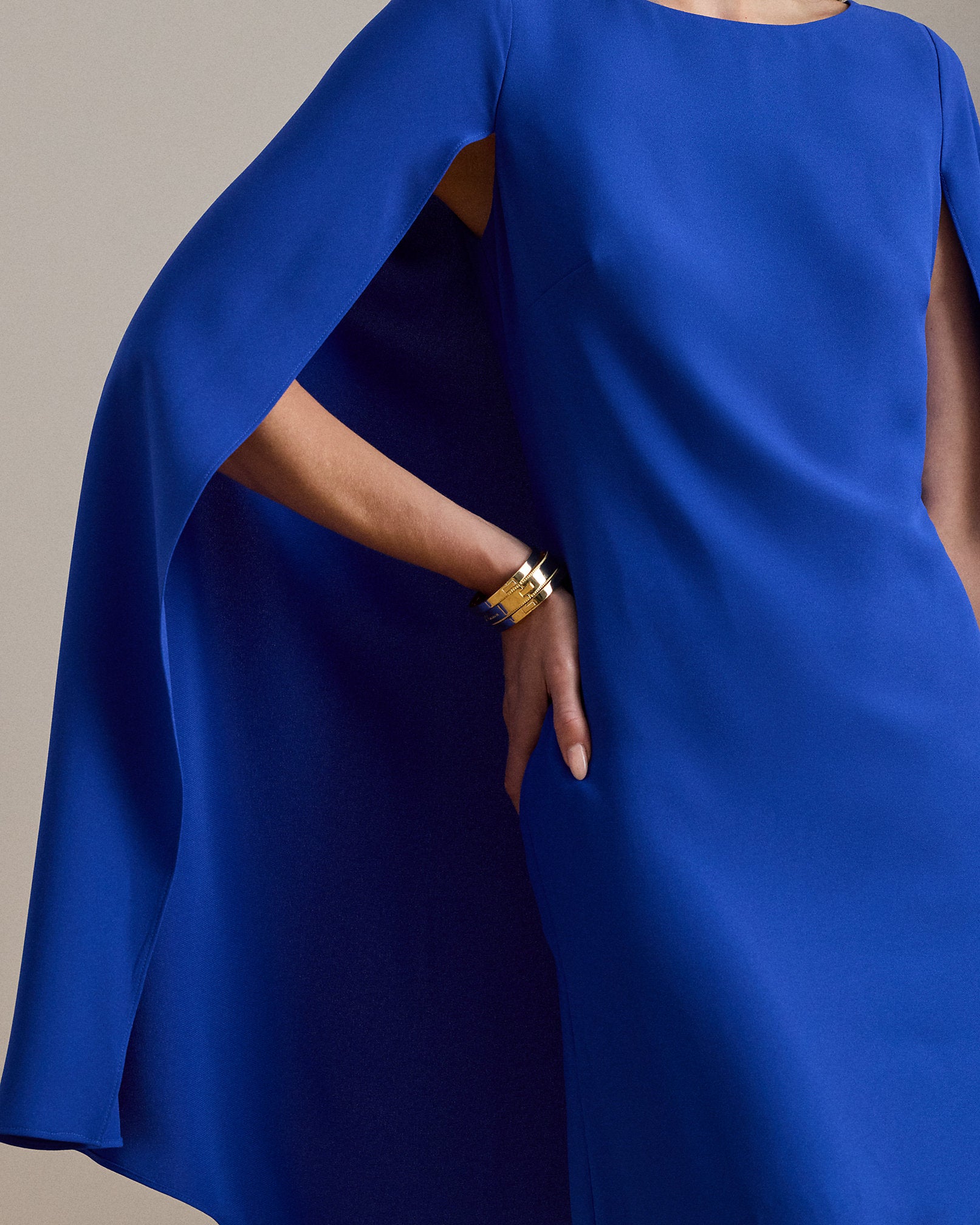Ralph Lauren Cape Georgette Cocktail Dress