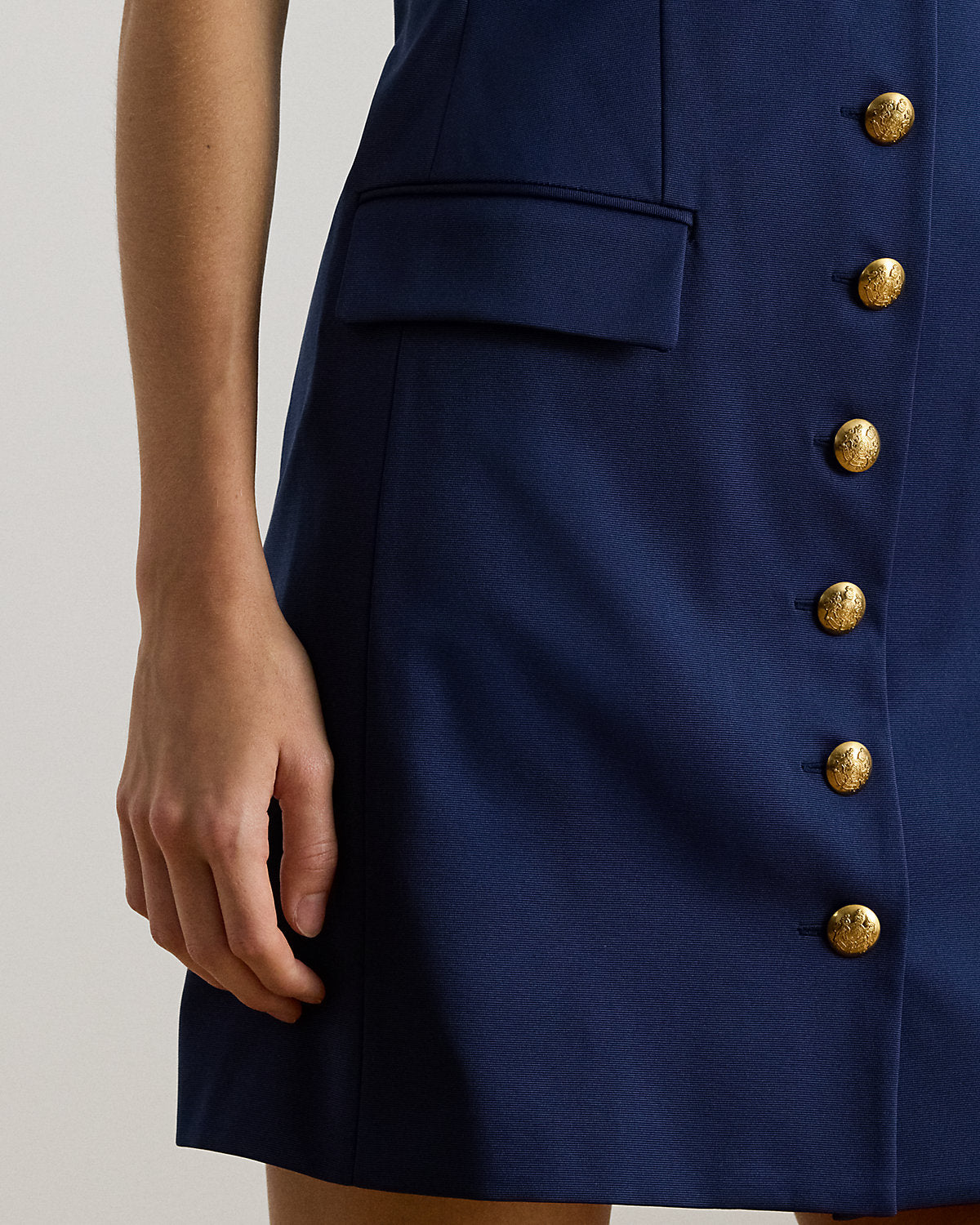 Ralph Lauren ButtonTrim Faille Cocktail Dress