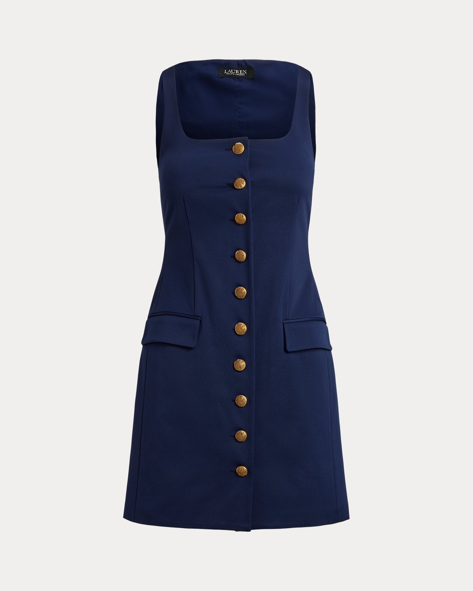 Ralph Lauren ButtonTrim Faille Cocktail Dress