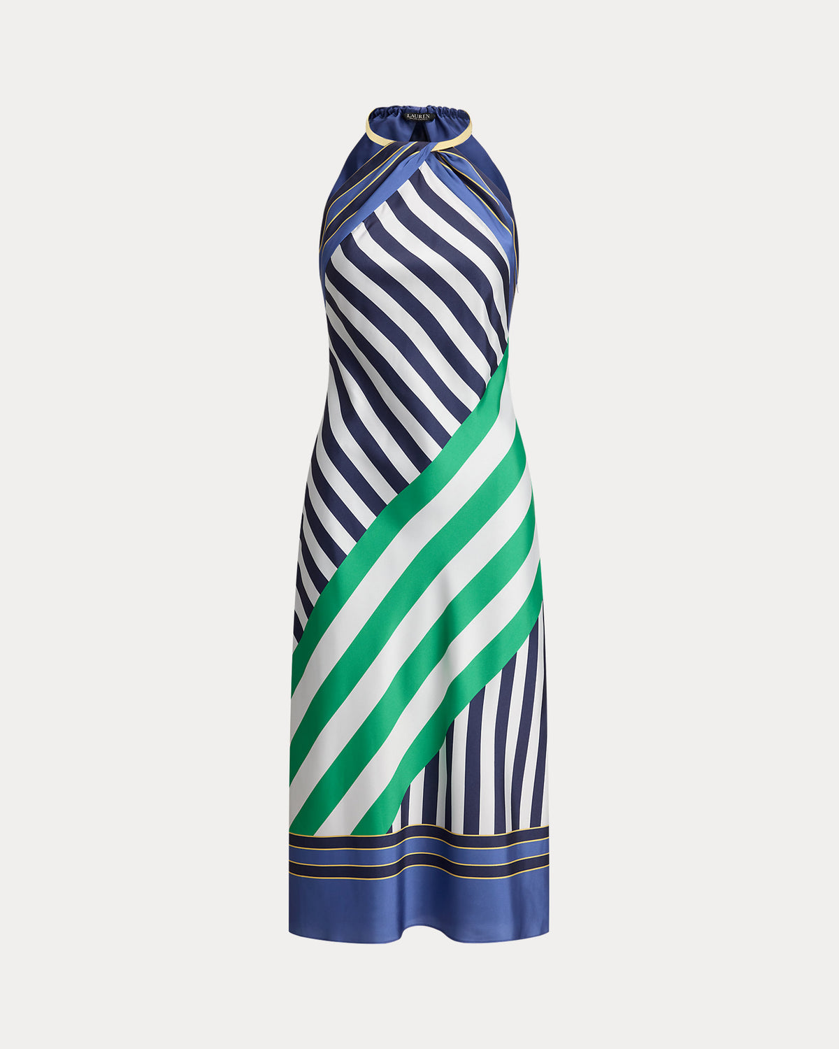 Ralph Lauren Striped Twill Halter Cocktail Dress