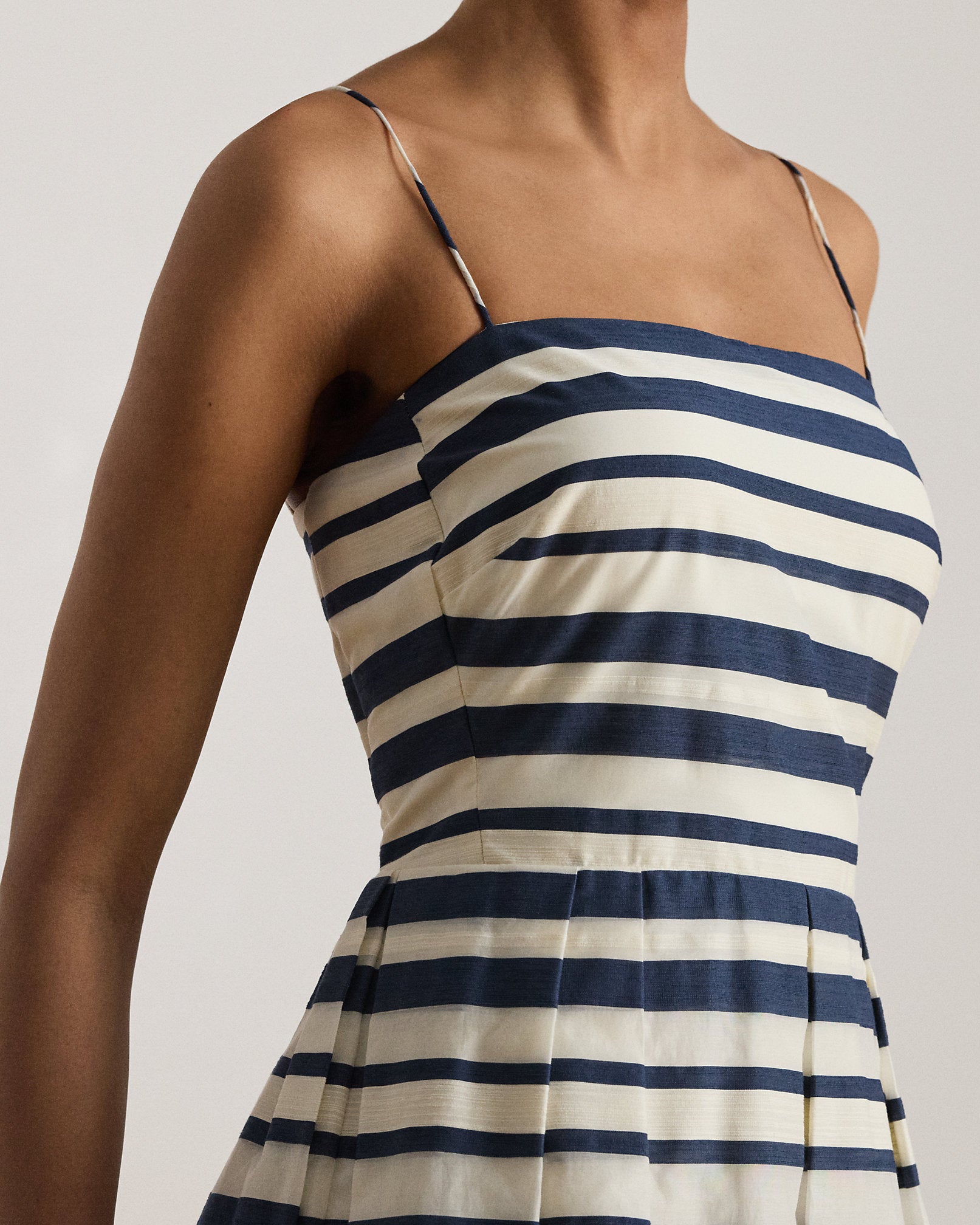Ralph Lauren Striped Satin Sleeveless Cocktail Dress