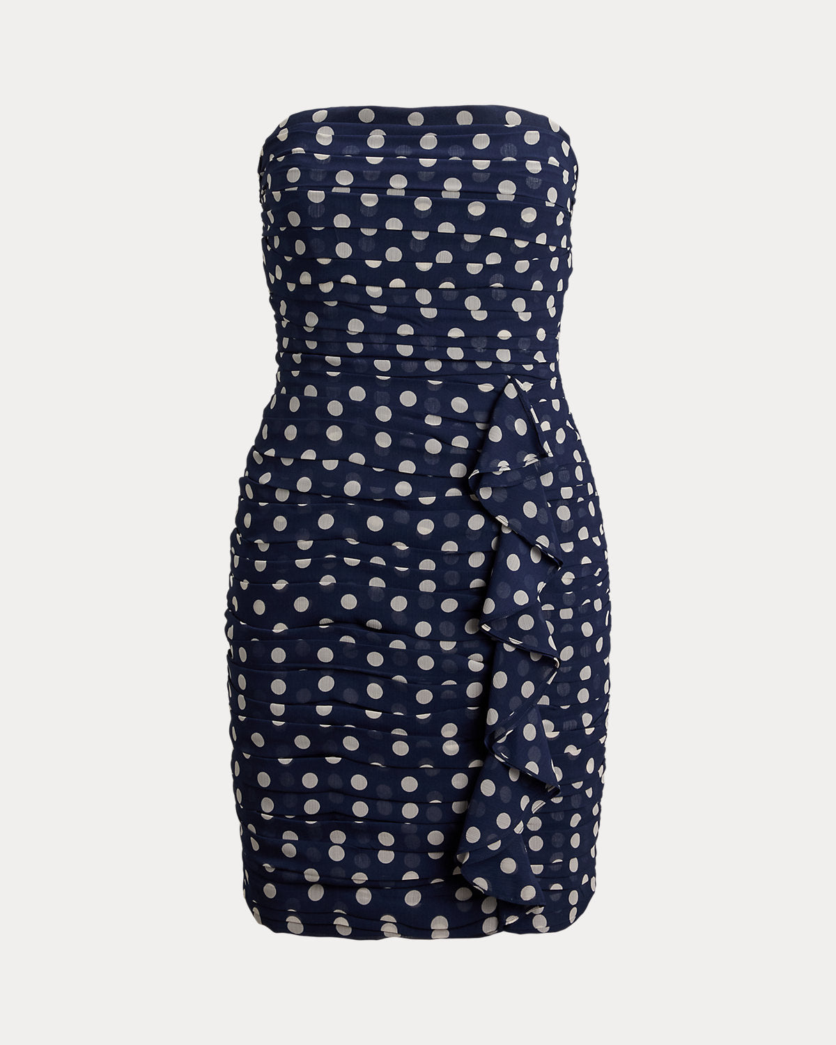 Ralph Lauren PolkaDot Ruched Cocktail Dress