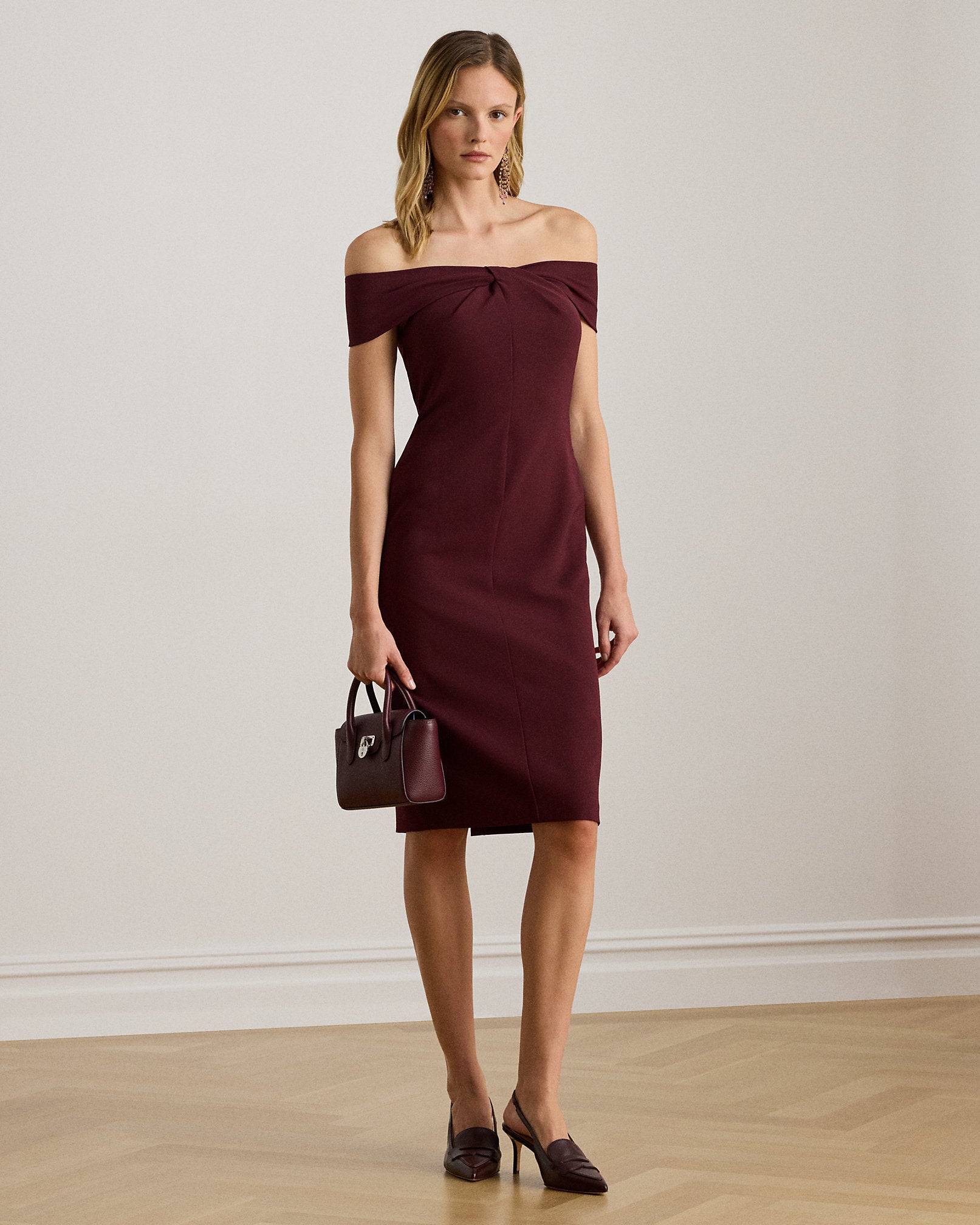 Ralph Lauren TwistFront Crepe Cocktail Dress