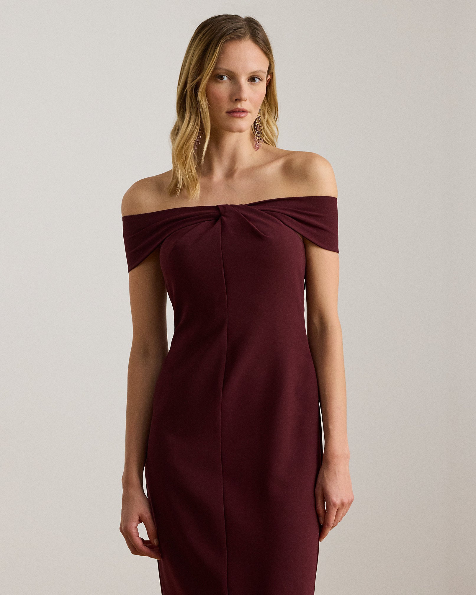 Ralph Lauren TwistFront Crepe Cocktail Dress
