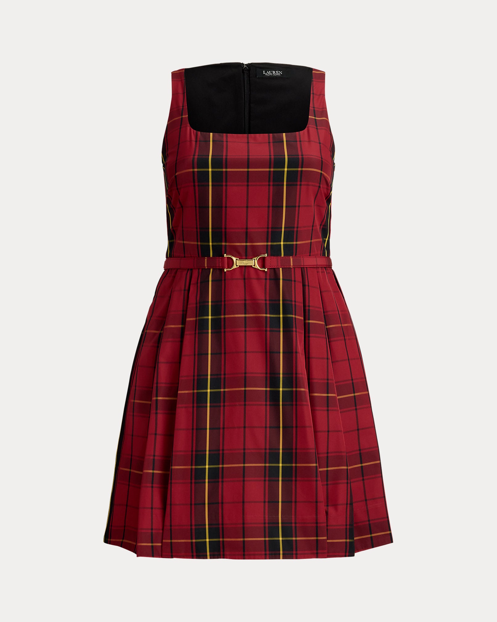 Ralph Lauren Plaid Belted Taffeta Cocktail Dress