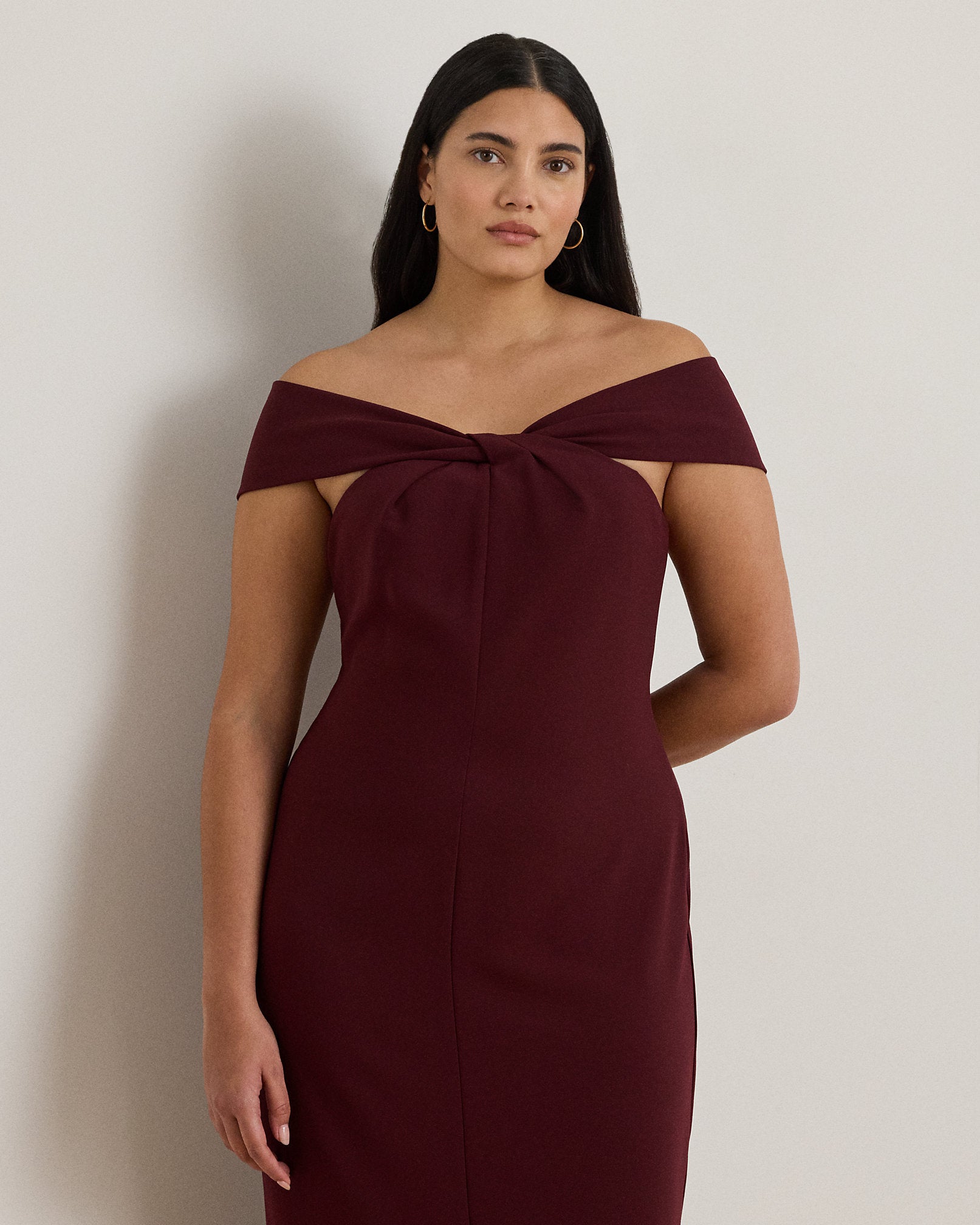 Ralph Lauren TwistFront Crepe Cocktail Dress