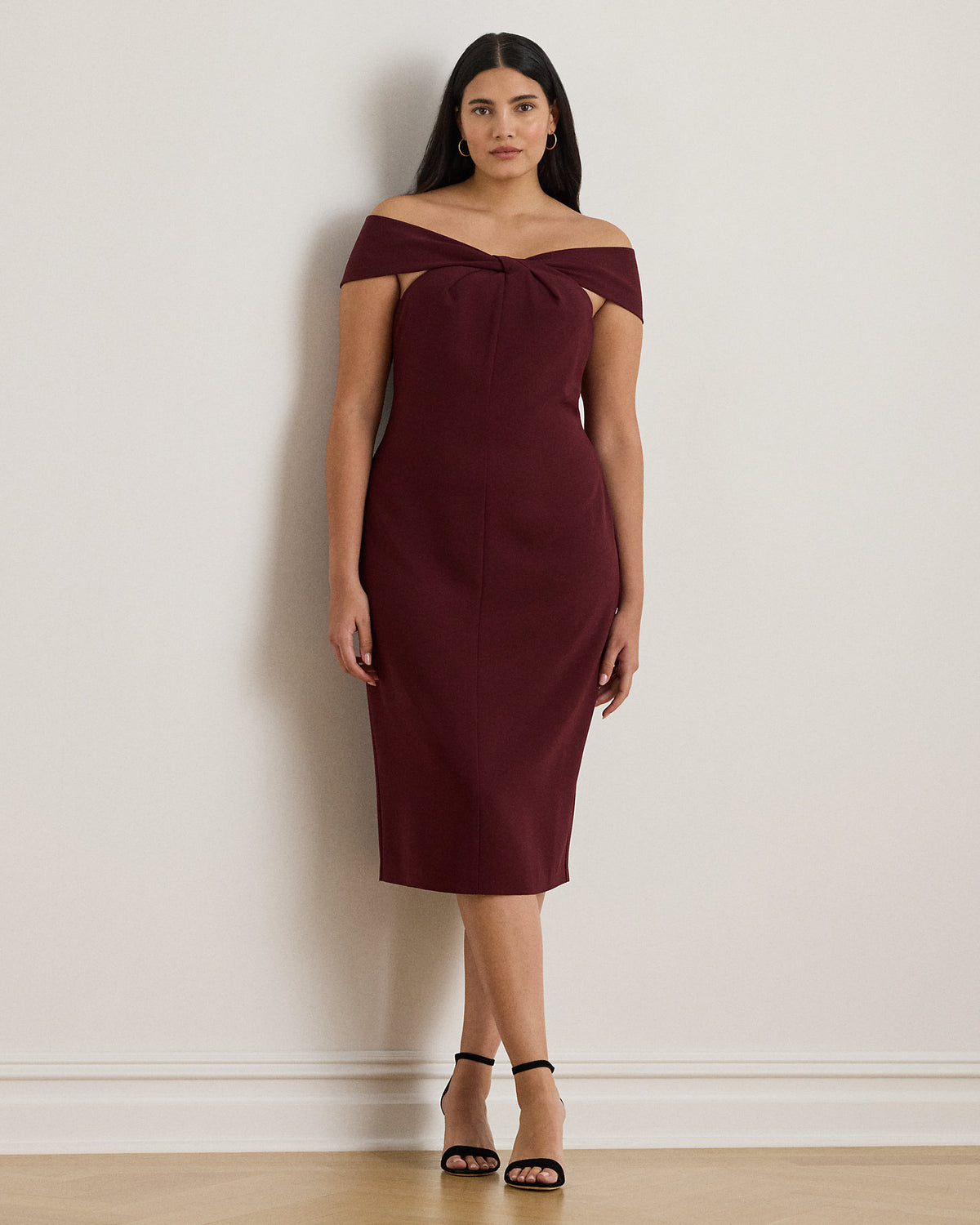 Ralph Lauren TwistFront Crepe Cocktail Dress