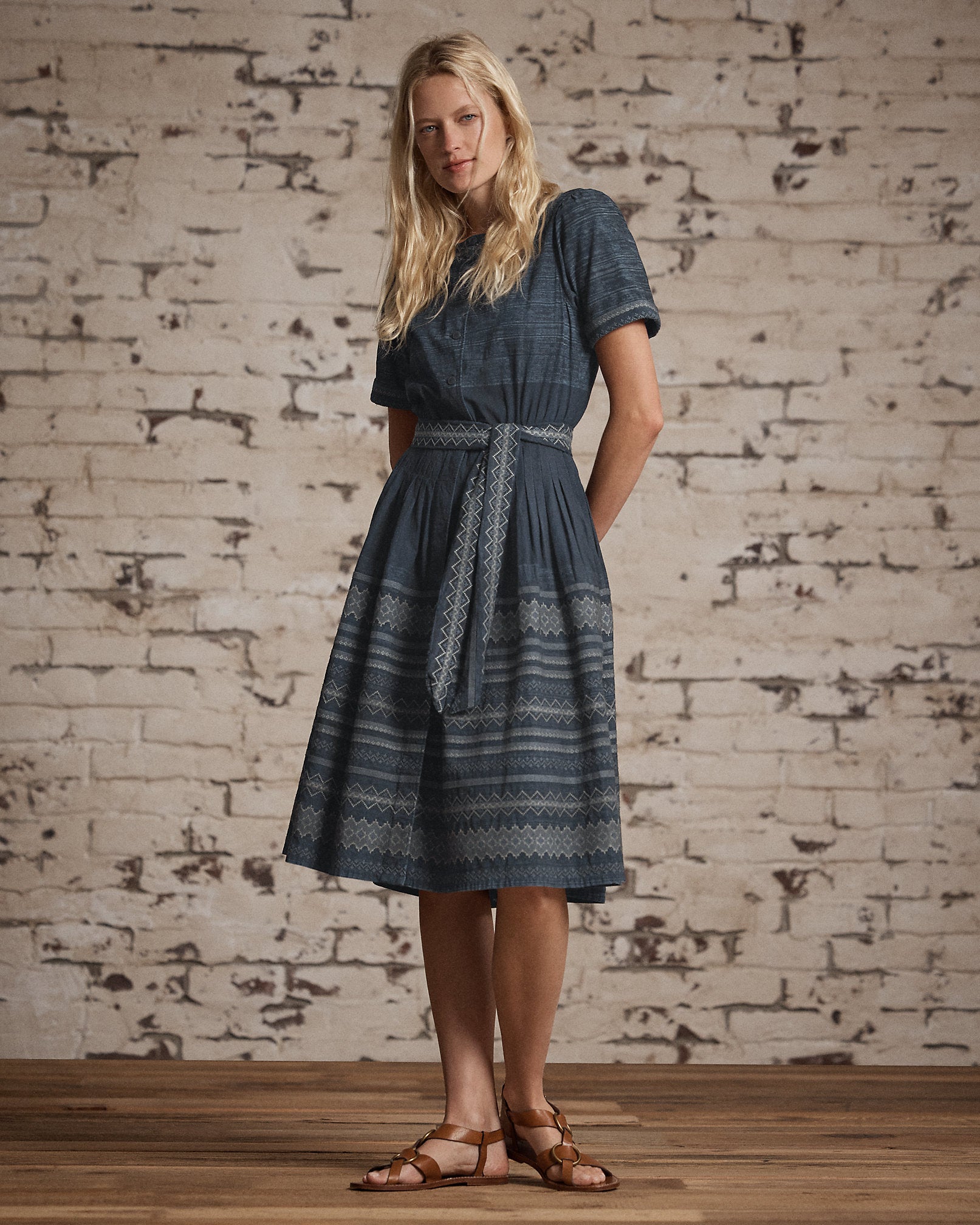 Ralph Lauren Embroidered Indigo Cotton Dress