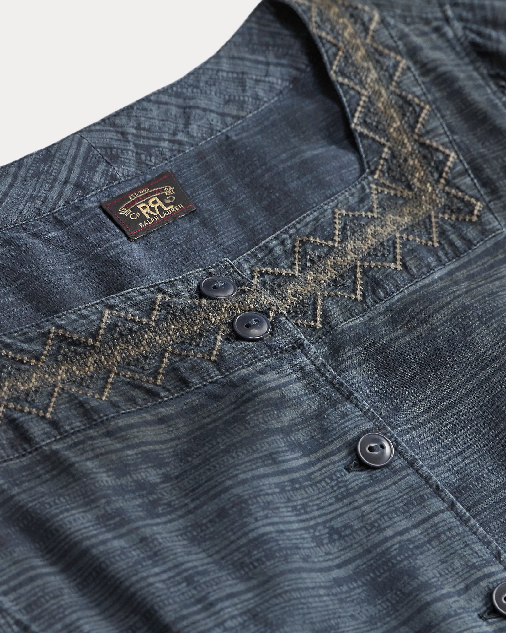 Ralph Lauren Embroidered Indigo Cotton Dress