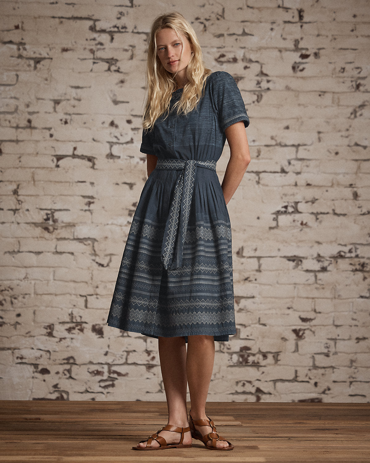 Ralph Lauren Embroidered Indigo Cotton Dress