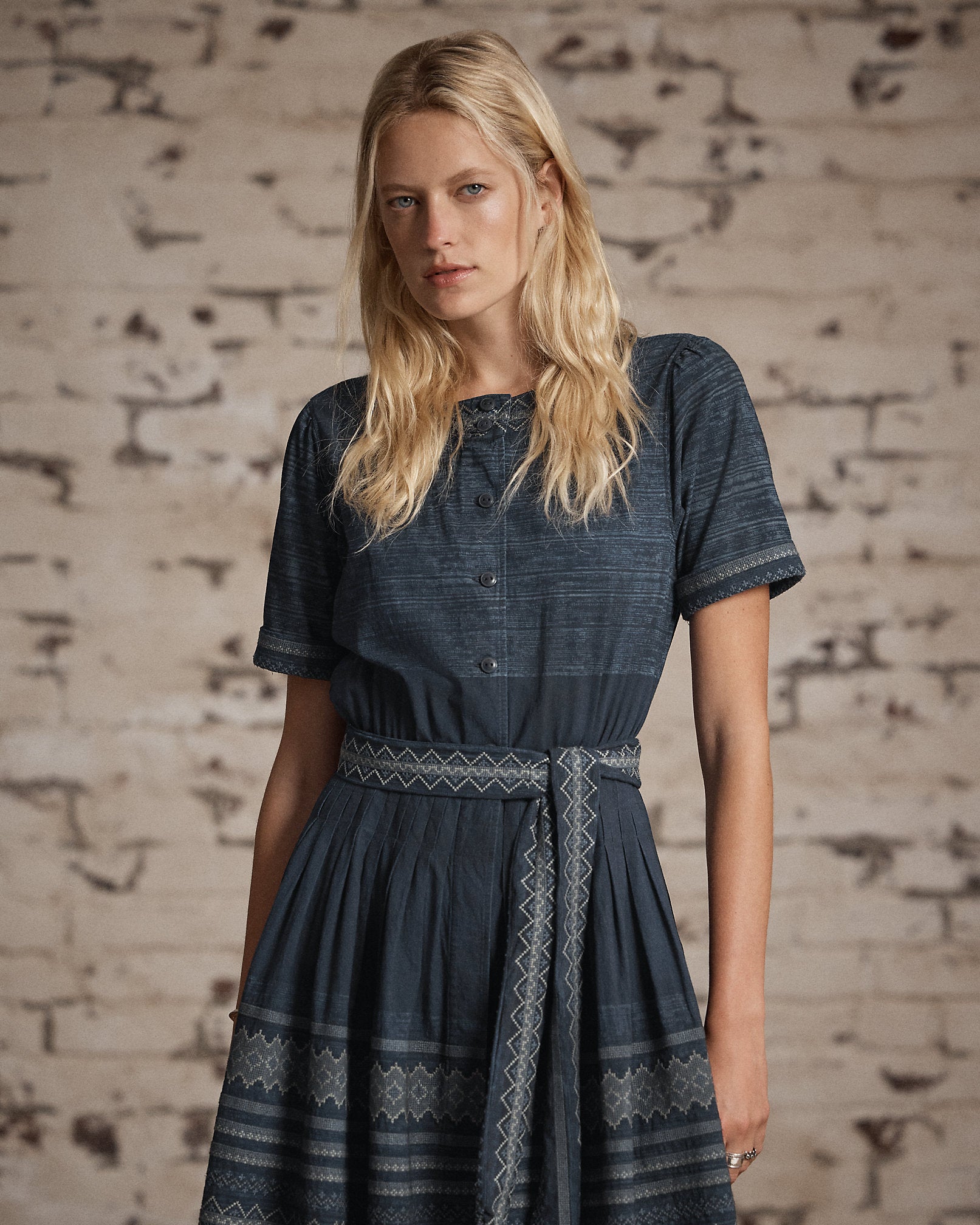 Ralph Lauren Embroidered Indigo Cotton Dress