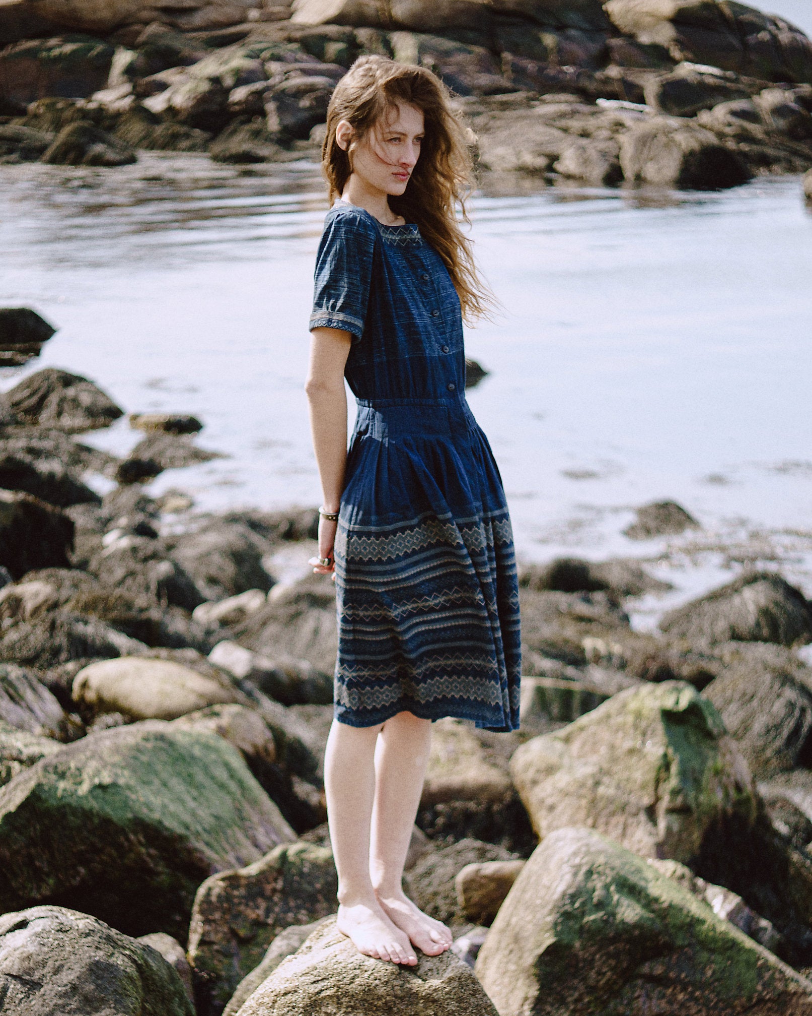 Ralph Lauren Embroidered Indigo Cotton Dress