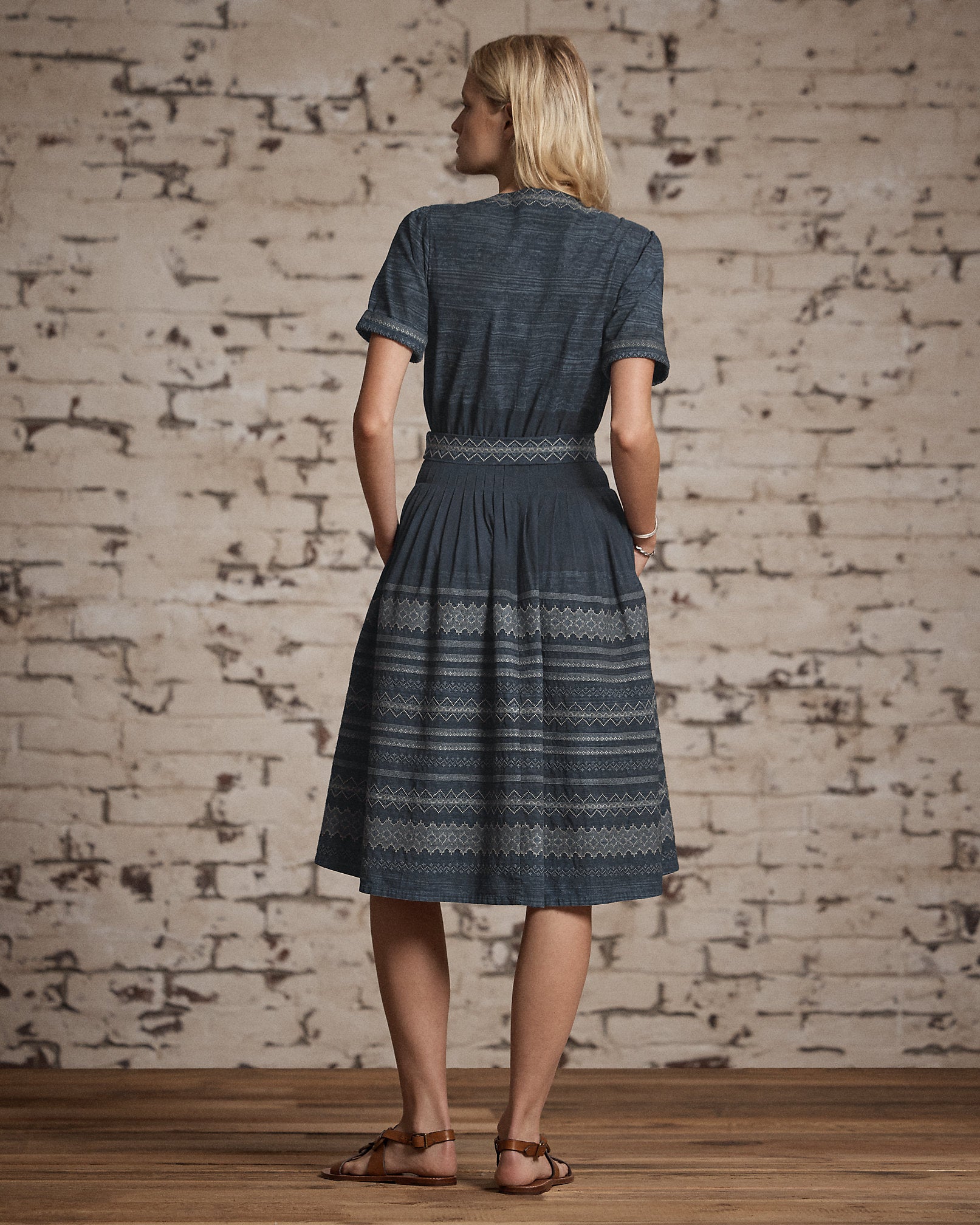 Ralph Lauren Embroidered Indigo Cotton Dress