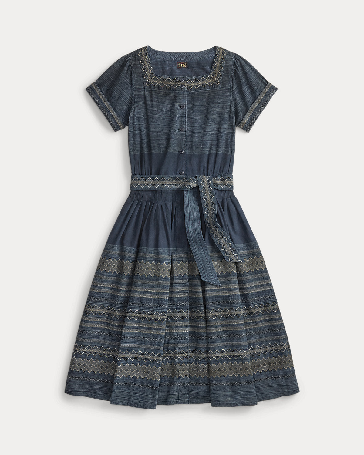 Ralph Lauren Embroidered Indigo Cotton Dress