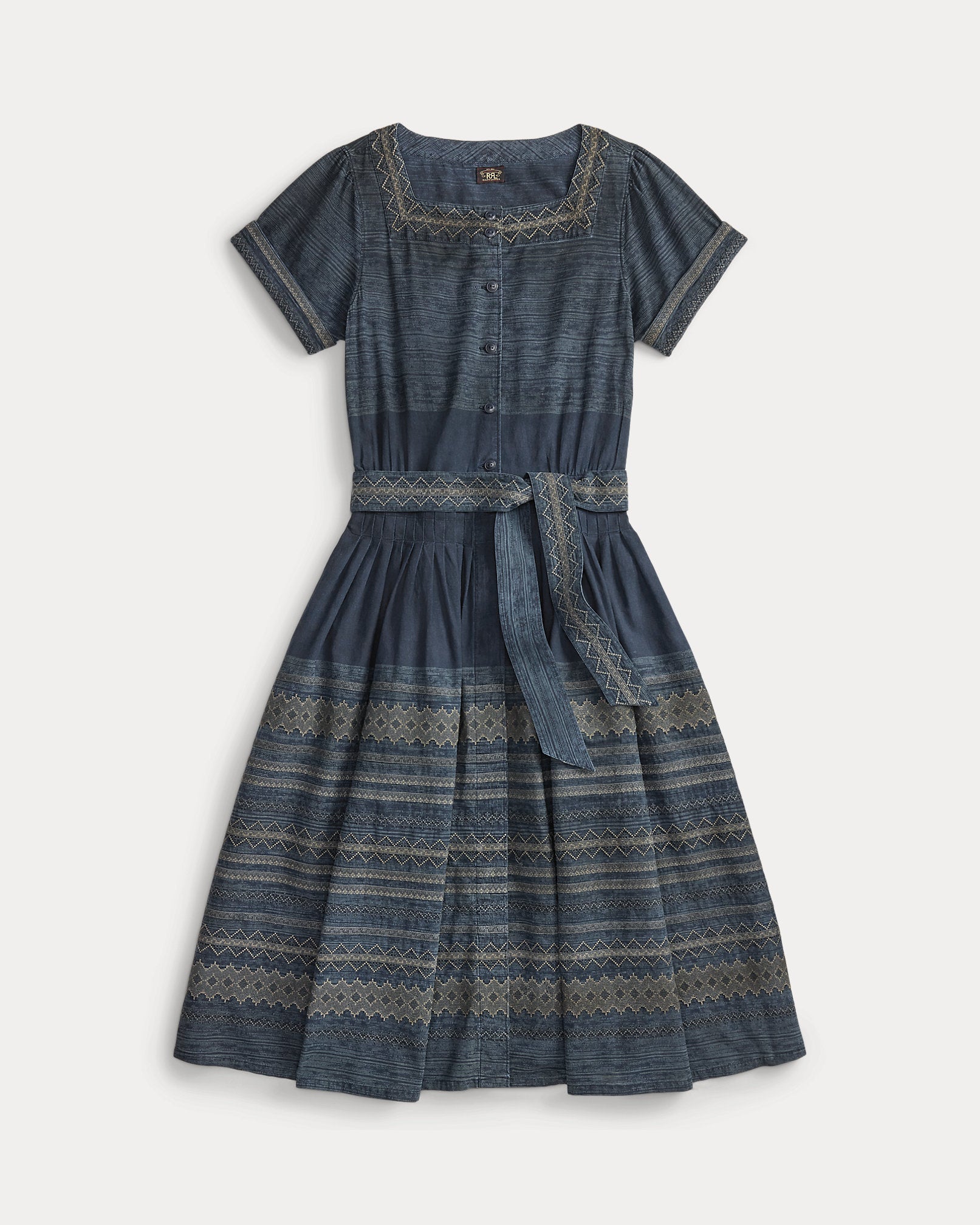 Ralph Lauren Embroidered Indigo Cotton Dress