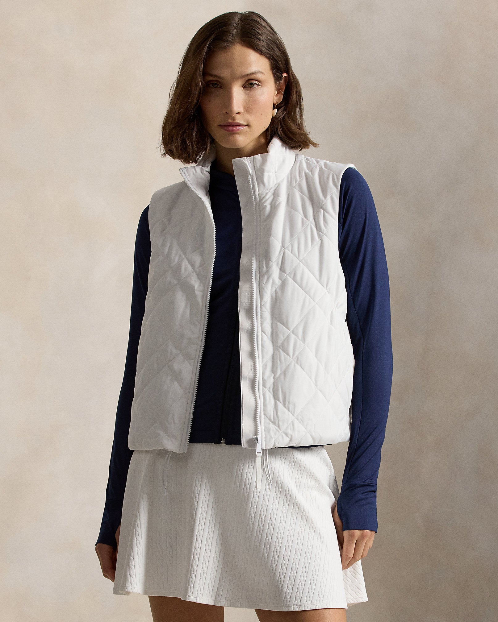 Ralph Lauren Hybrid QuiltedPanel Sleeveless Zip Vest
