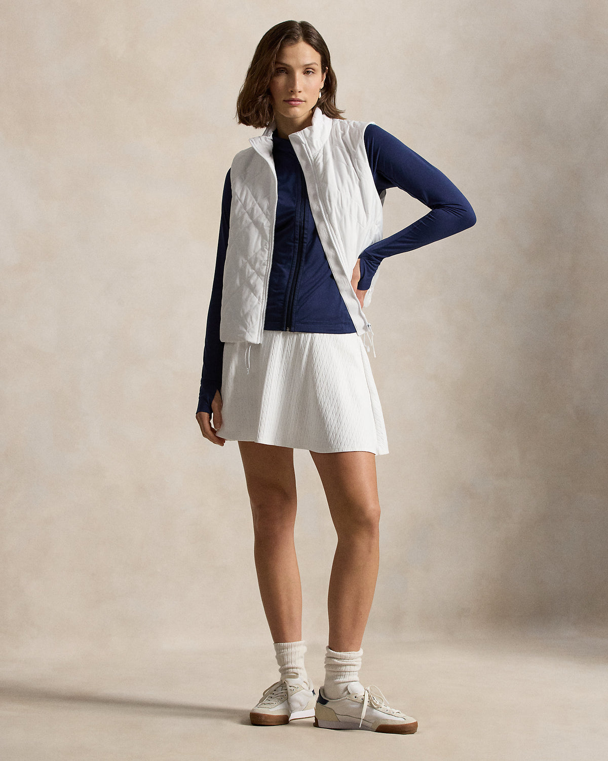 Ralph Lauren Hybrid QuiltedPanel Sleeveless Zip Vest