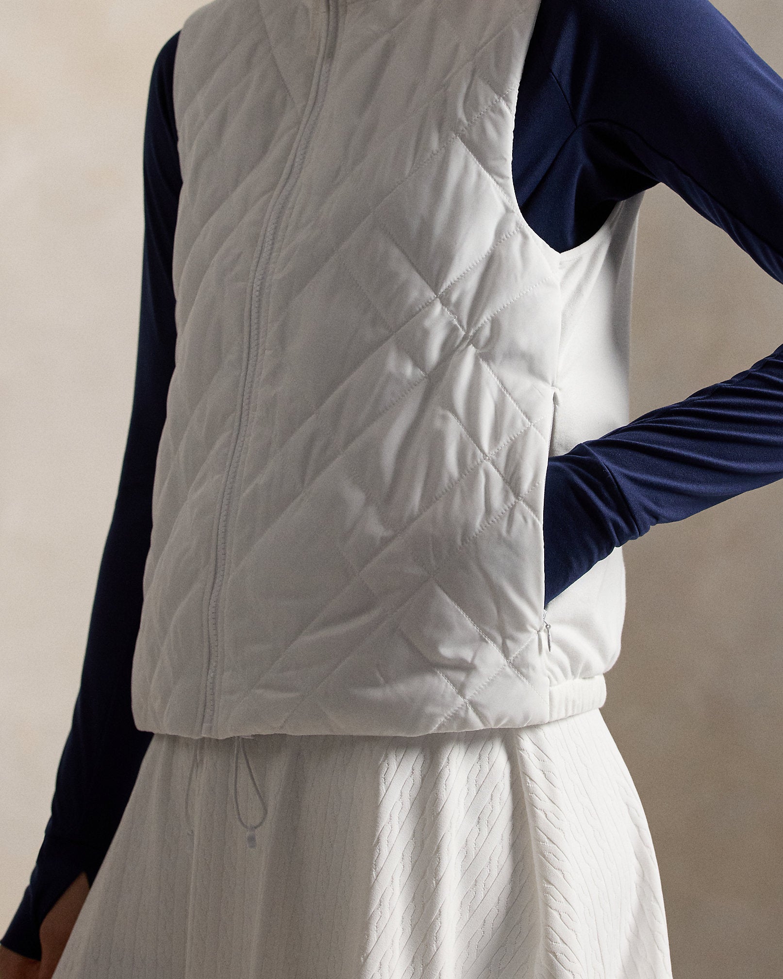 Ralph Lauren Hybrid QuiltedPanel Sleeveless Zip Vest