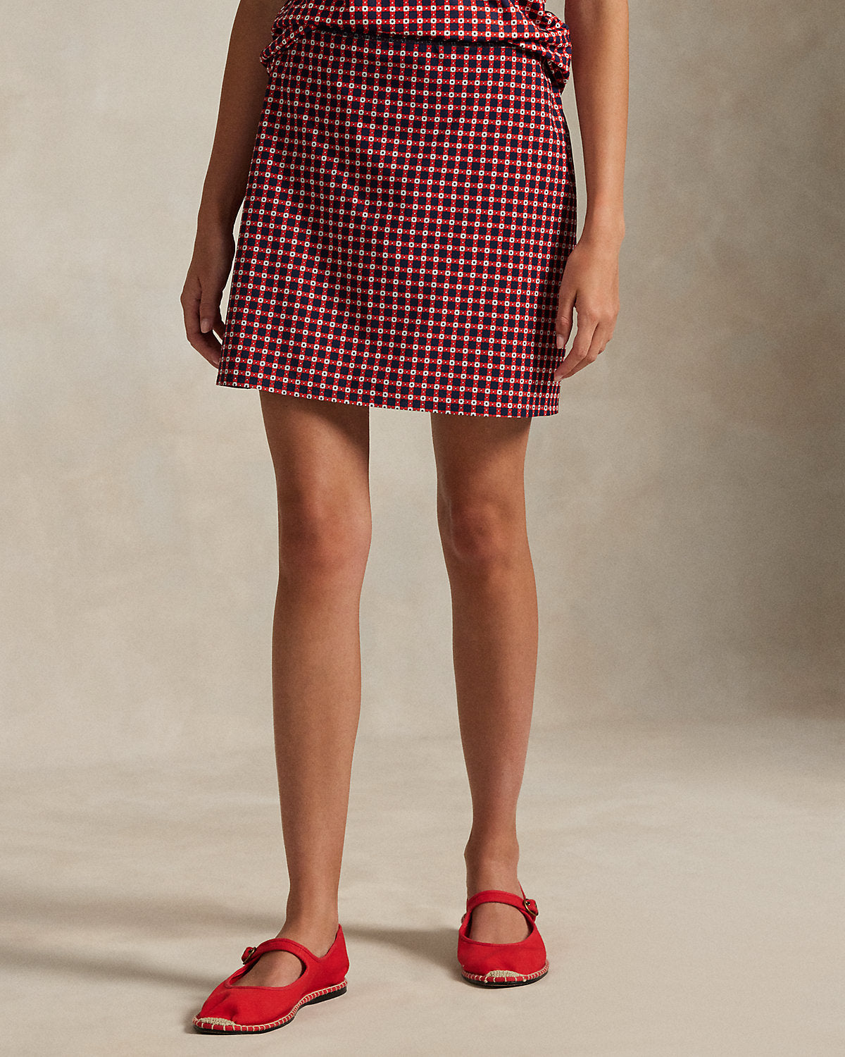 Ralph Lauren Gingham Performance Long Skort
