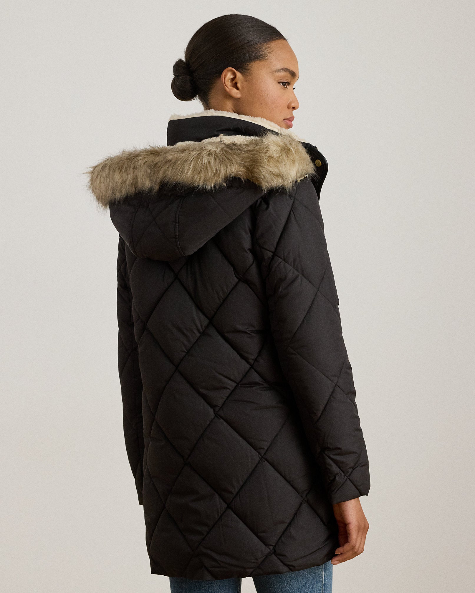Ralph Lauren FauxFurTrim Hooded Quilted Coat