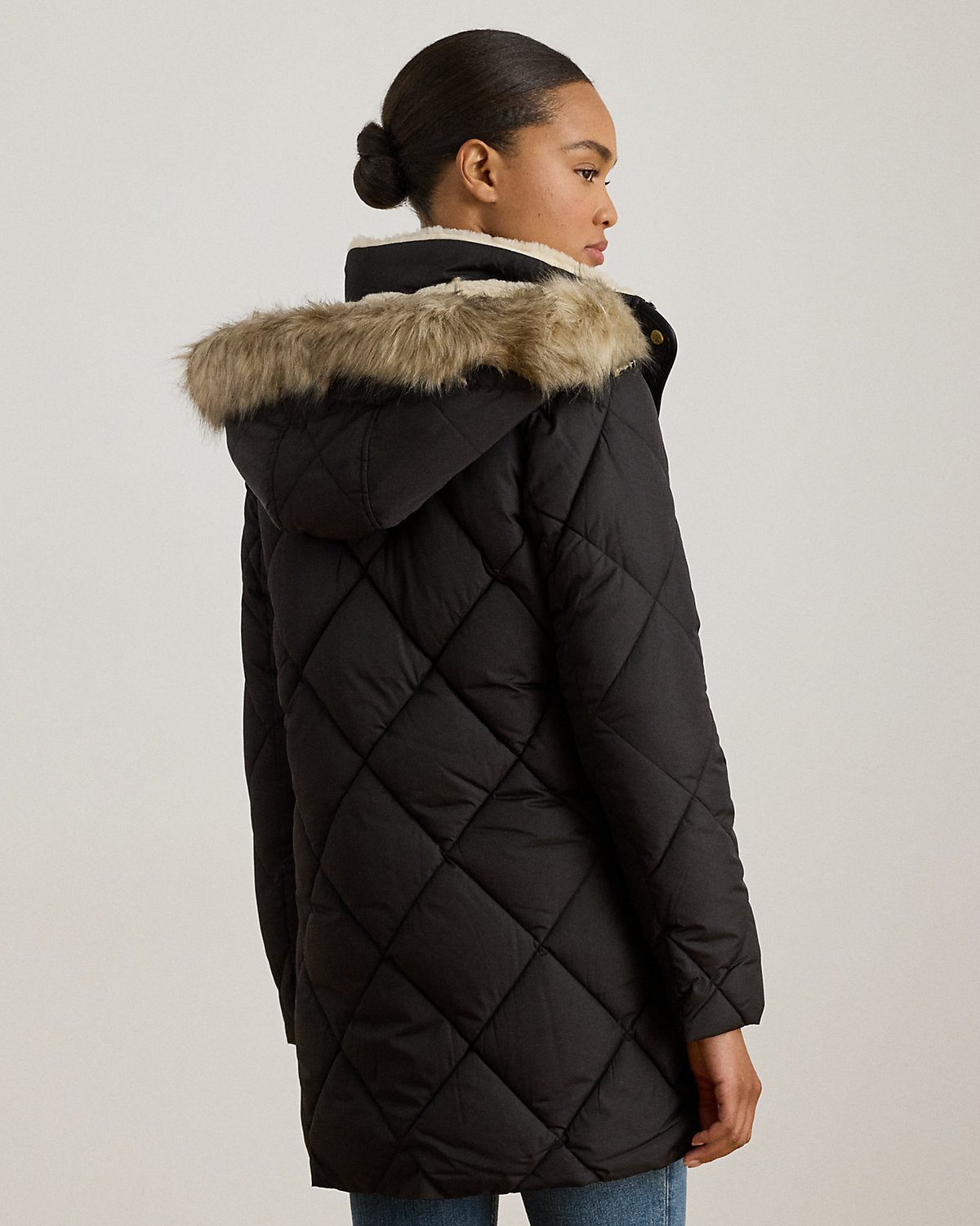 Ralph Lauren FauxFurTrim Hooded Quilted Coat