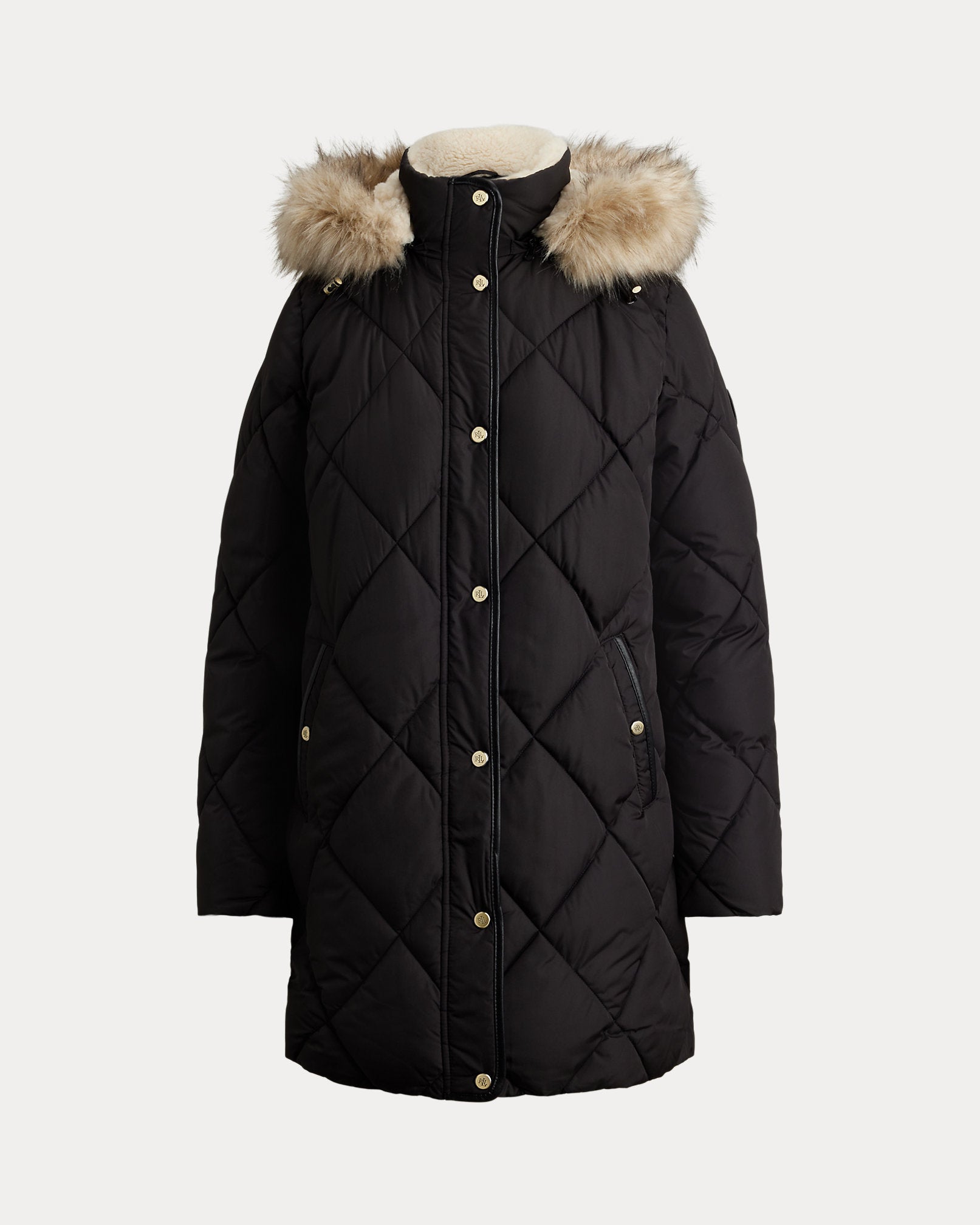 Ralph Lauren FauxFurTrim Hooded Quilted Coat