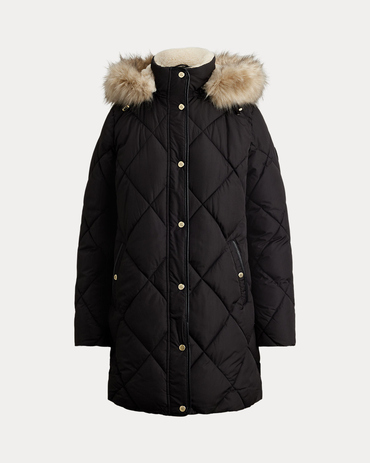 Ralph Lauren FauxFurTrim Hooded Quilted Coat