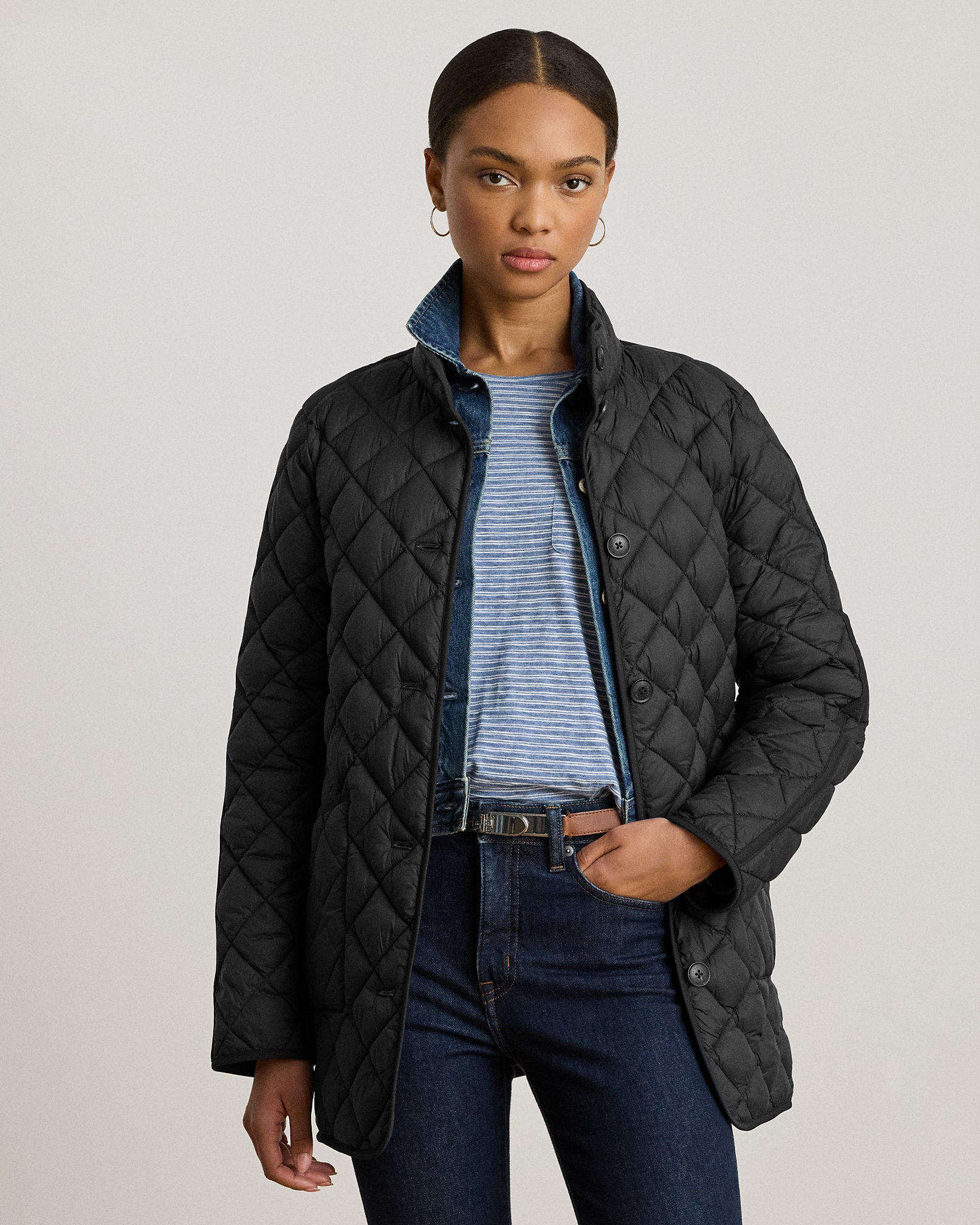 Ralph Lauren DiamondQuilted Mockneck Jacket