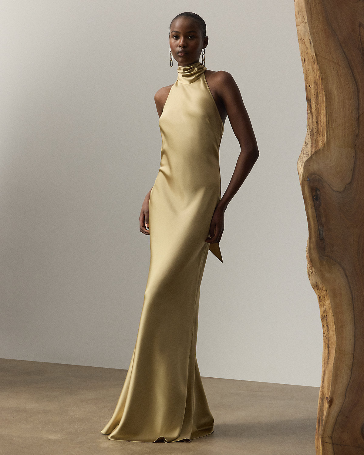 Ralph Lauren Chilton Stretch Satin Evening Dress