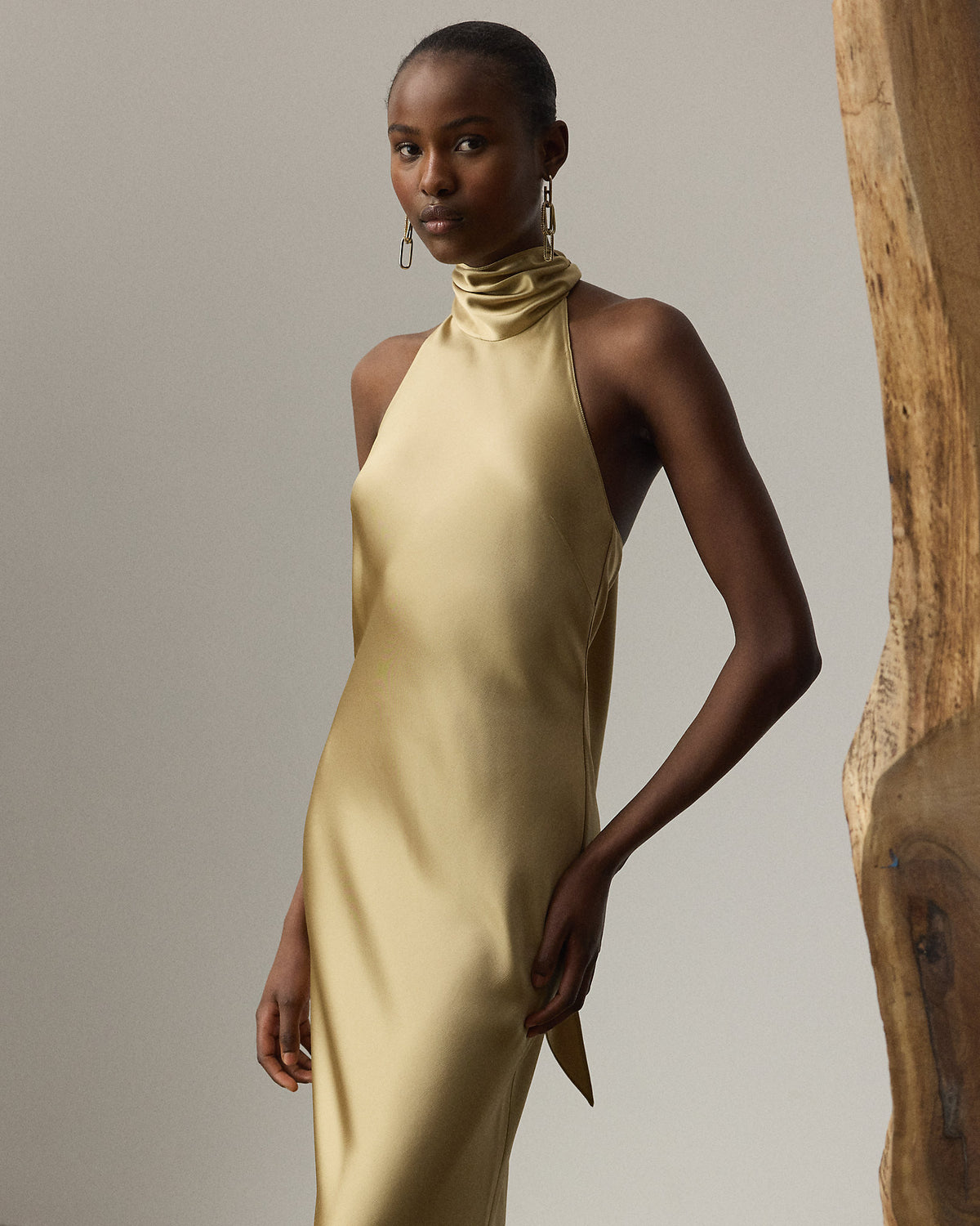 Ralph Lauren Chilton Stretch Satin Evening Dress