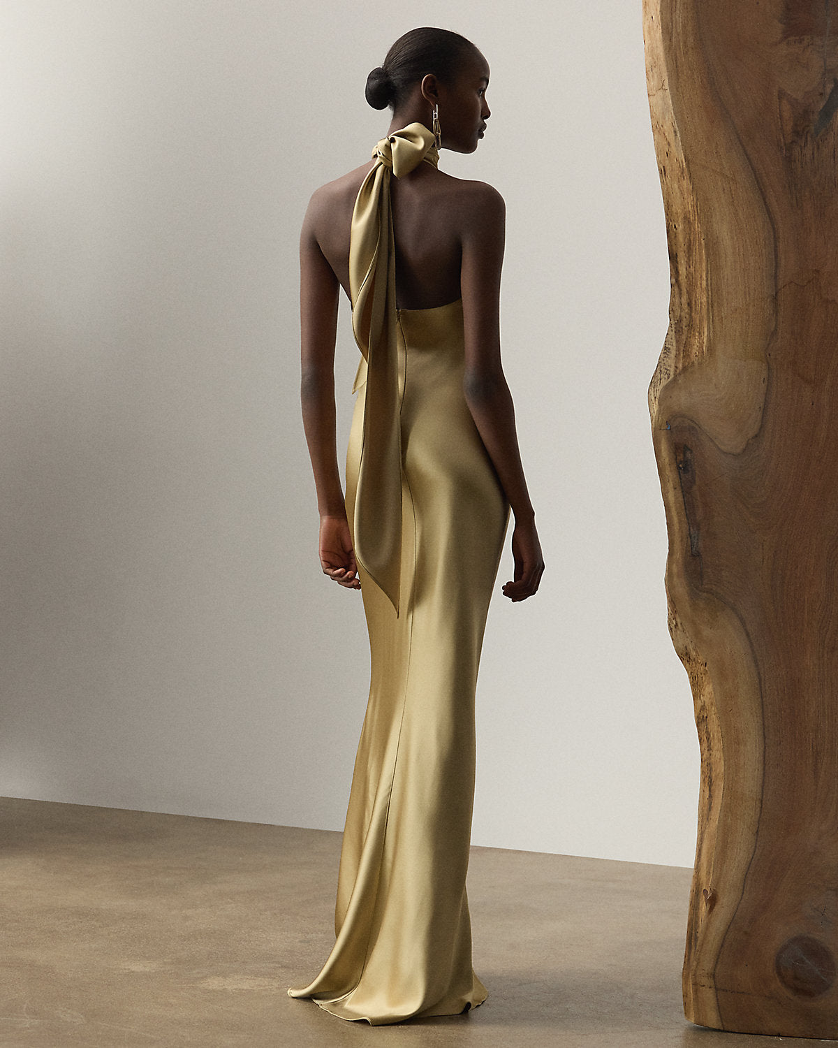 Ralph Lauren Chilton Stretch Satin Evening Dress