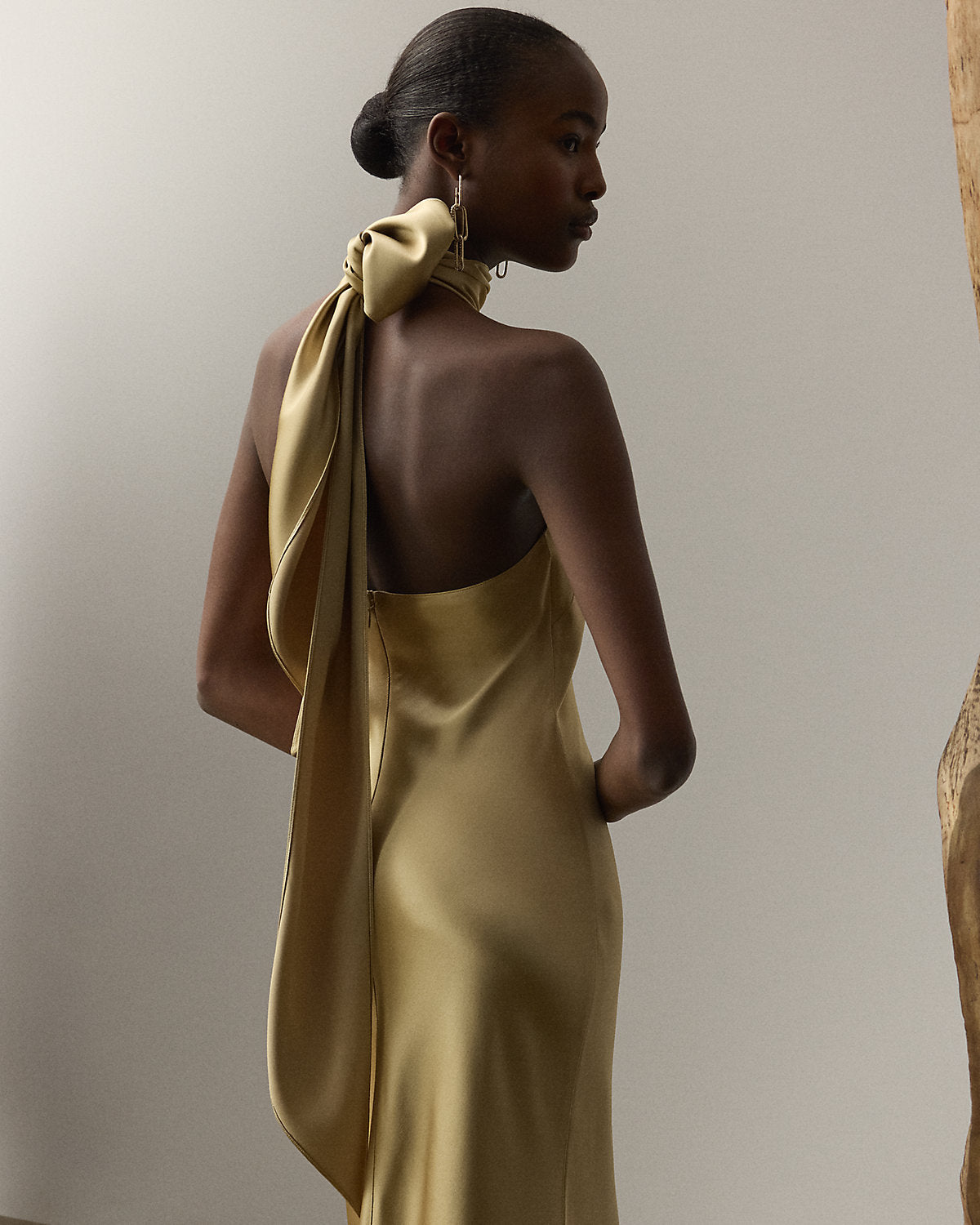 Ralph Lauren Chilton Stretch Satin Evening Dress