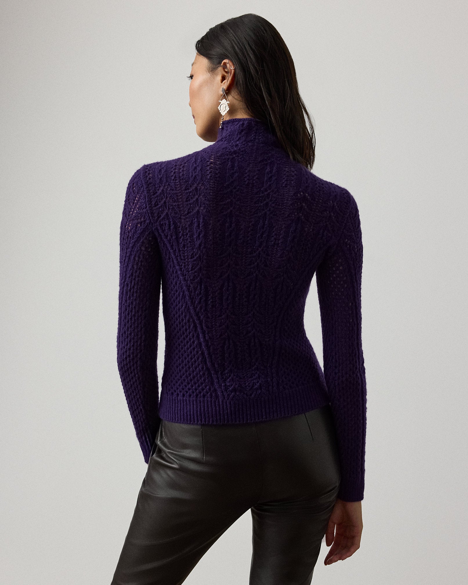 Ralph Lauren Cashmere Pointelle Funnelneck Sweater