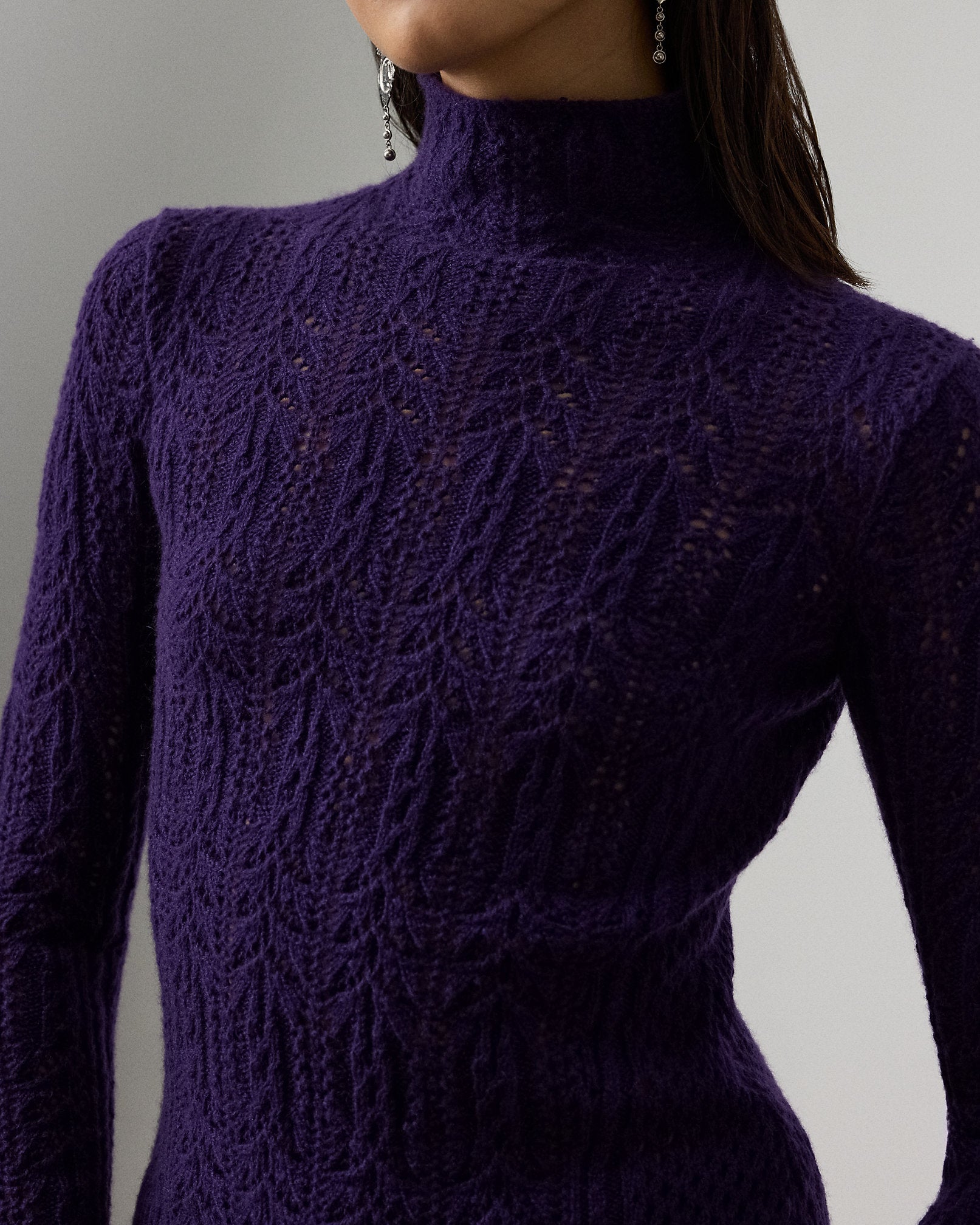 Ralph Lauren Cashmere Pointelle Funnelneck Sweater