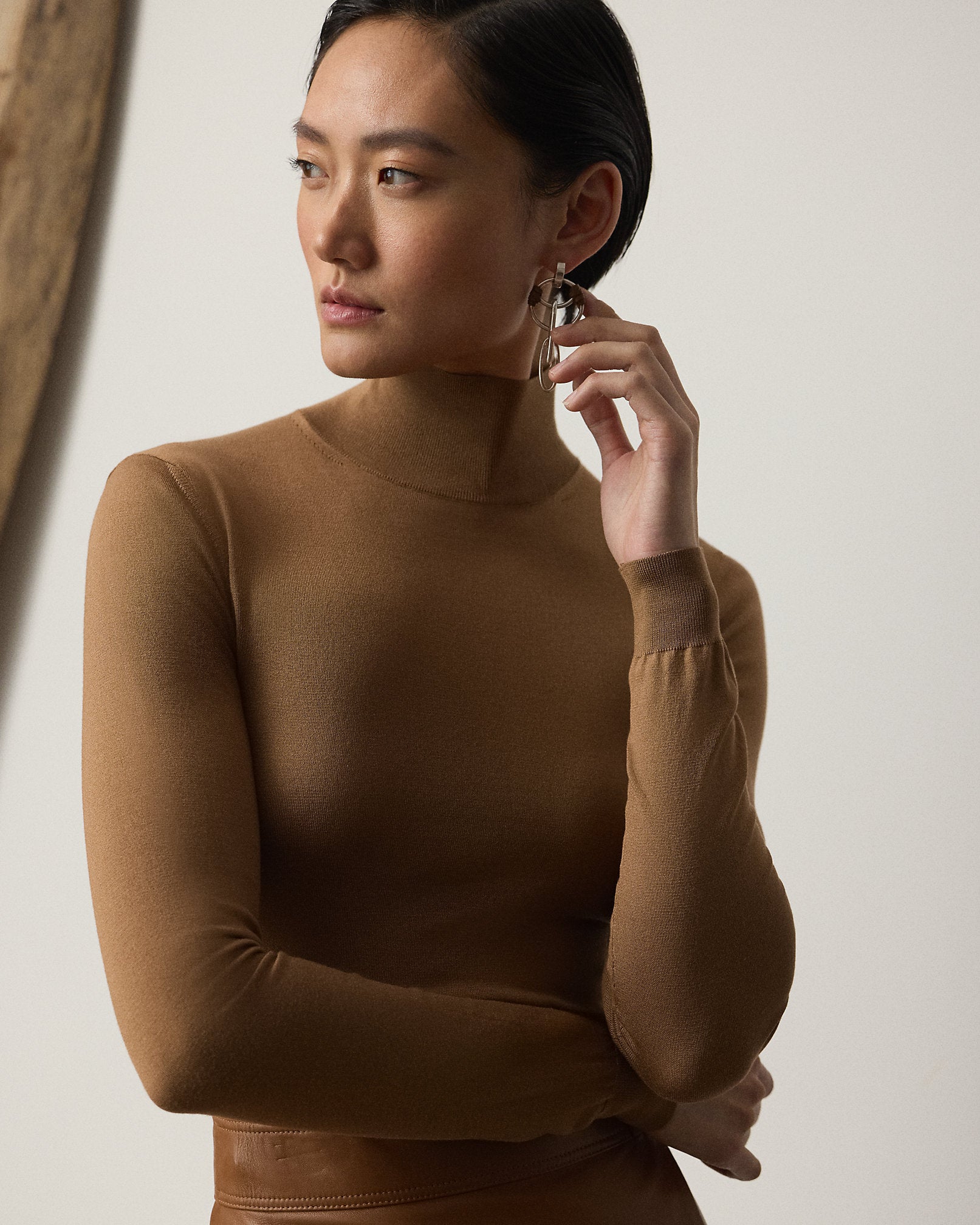 Ralph Lauren Stretch Silk Jersey Mockneck Sweater
