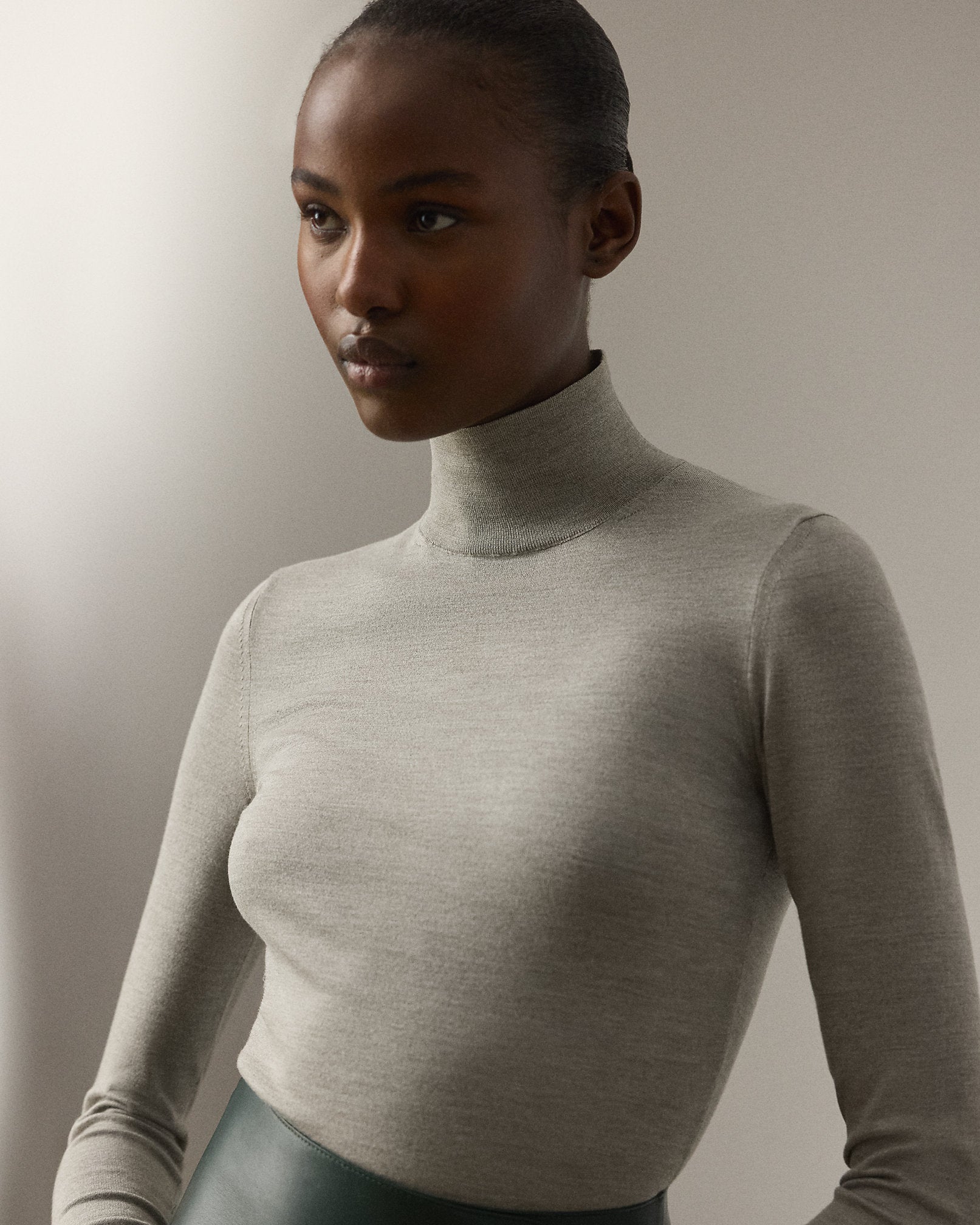 Ralph Lauren Stretch Silk Jersey Mockneck Sweater
