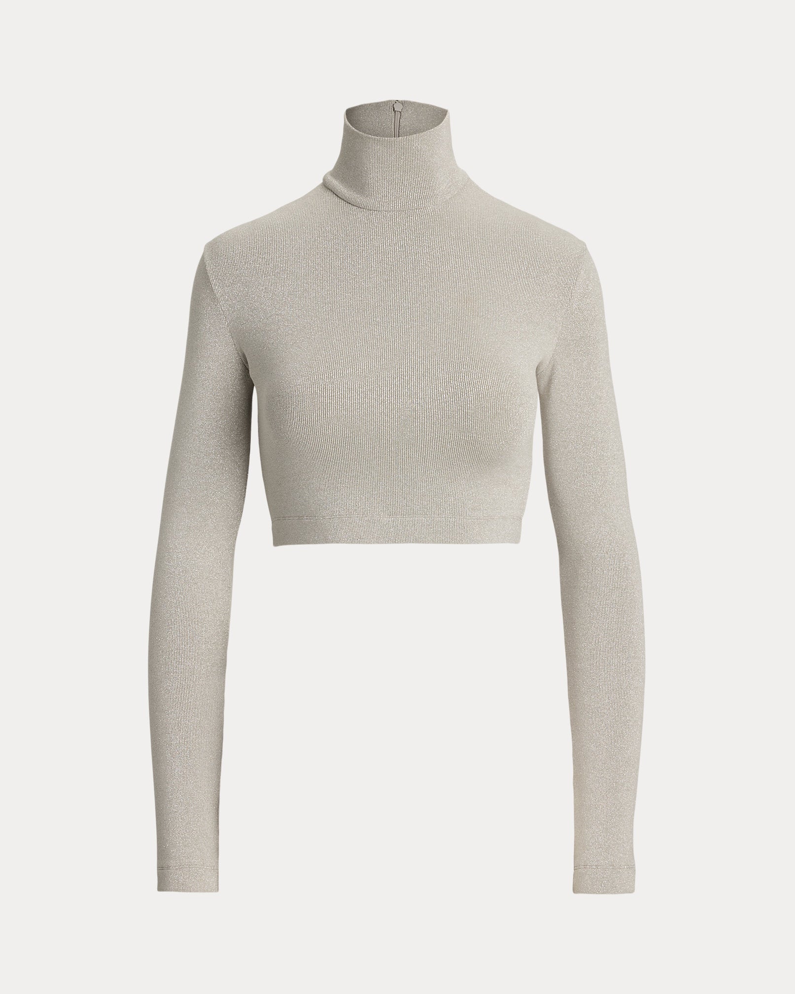 Ralph Lauren Metallic Jersey Mockneck Cropped Top