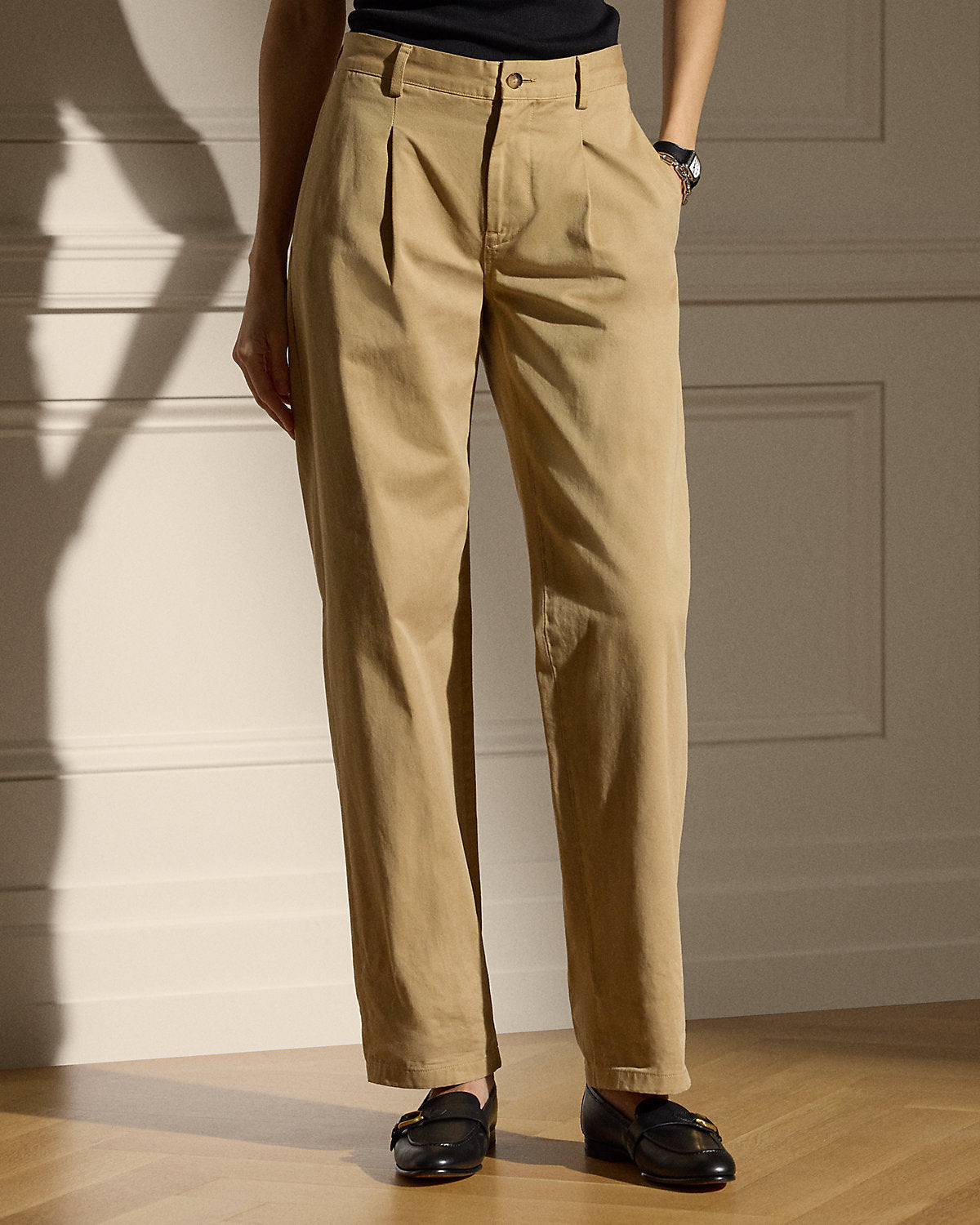 Ralph Lauren Fallon Pleated Cotton Chino Pant