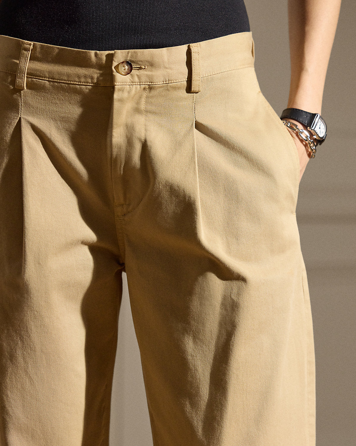 Ralph Lauren Fallon Pleated Cotton Chino Pant