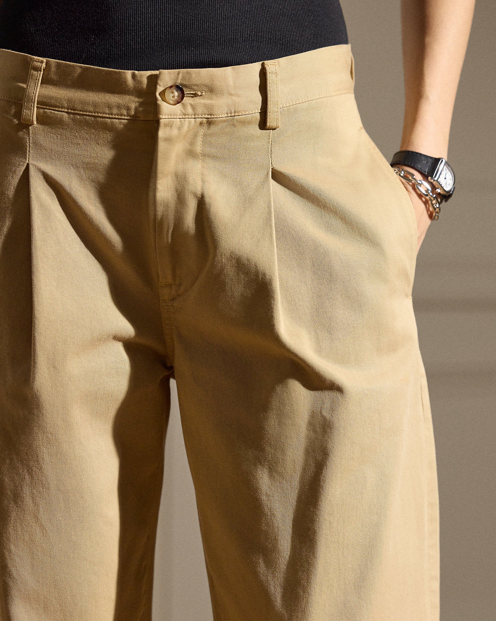 Ralph Lauren Fallon Pleated Cotton Chino Pant